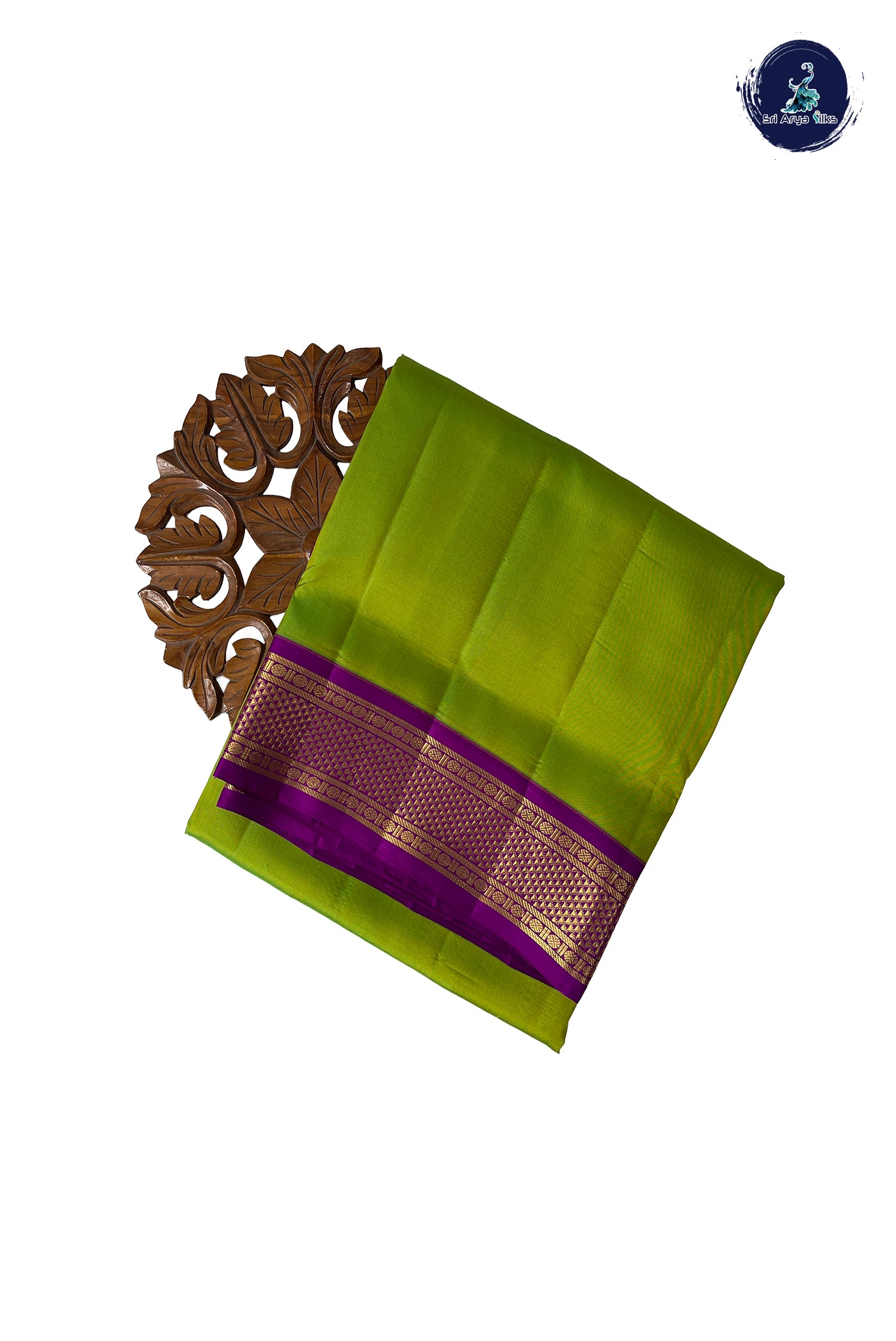 Flurocent Green Madisar 10 Yards Silk Saree With Plain Pattern