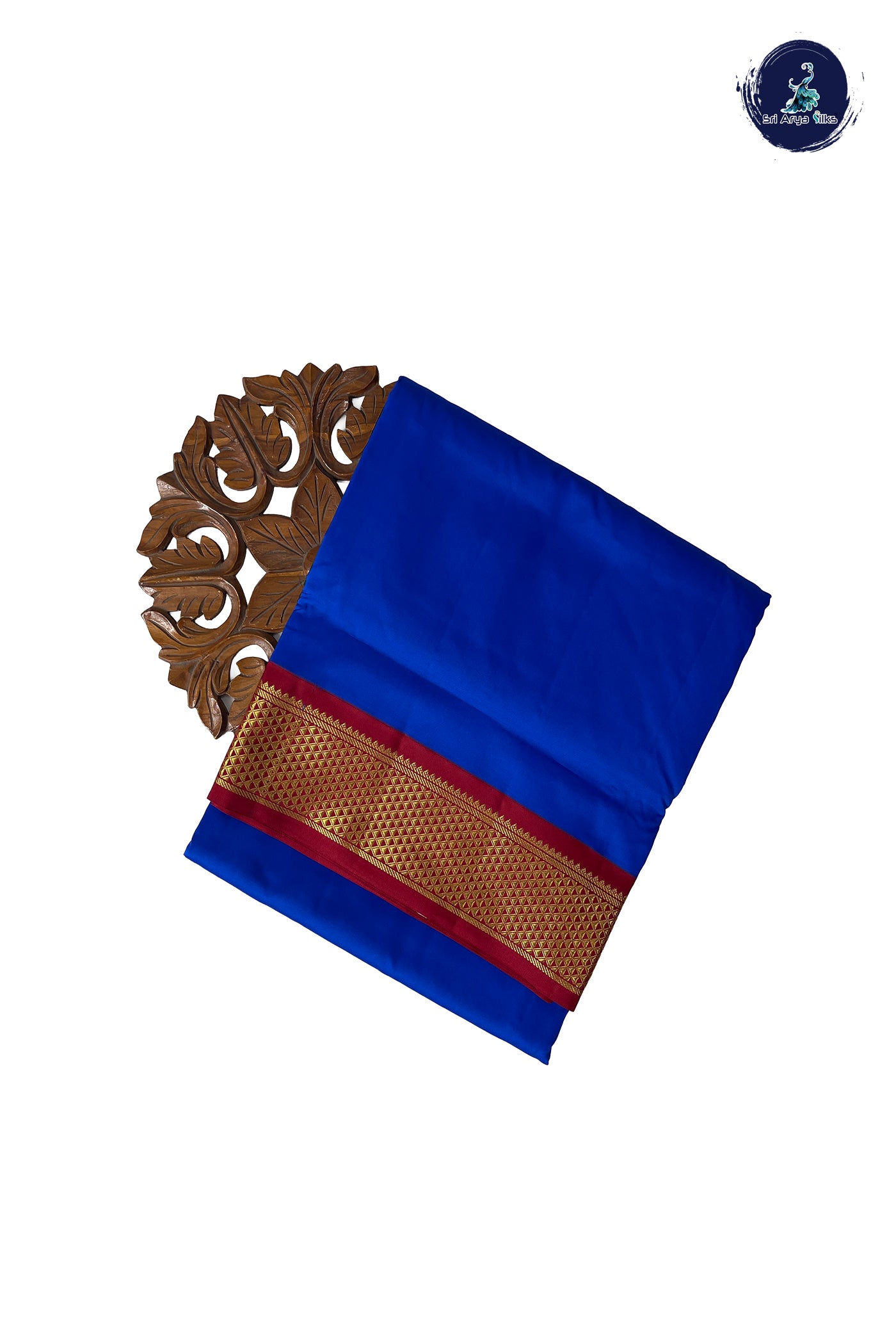 MS Blue Half Pure Silk Saree With Plain Pattern