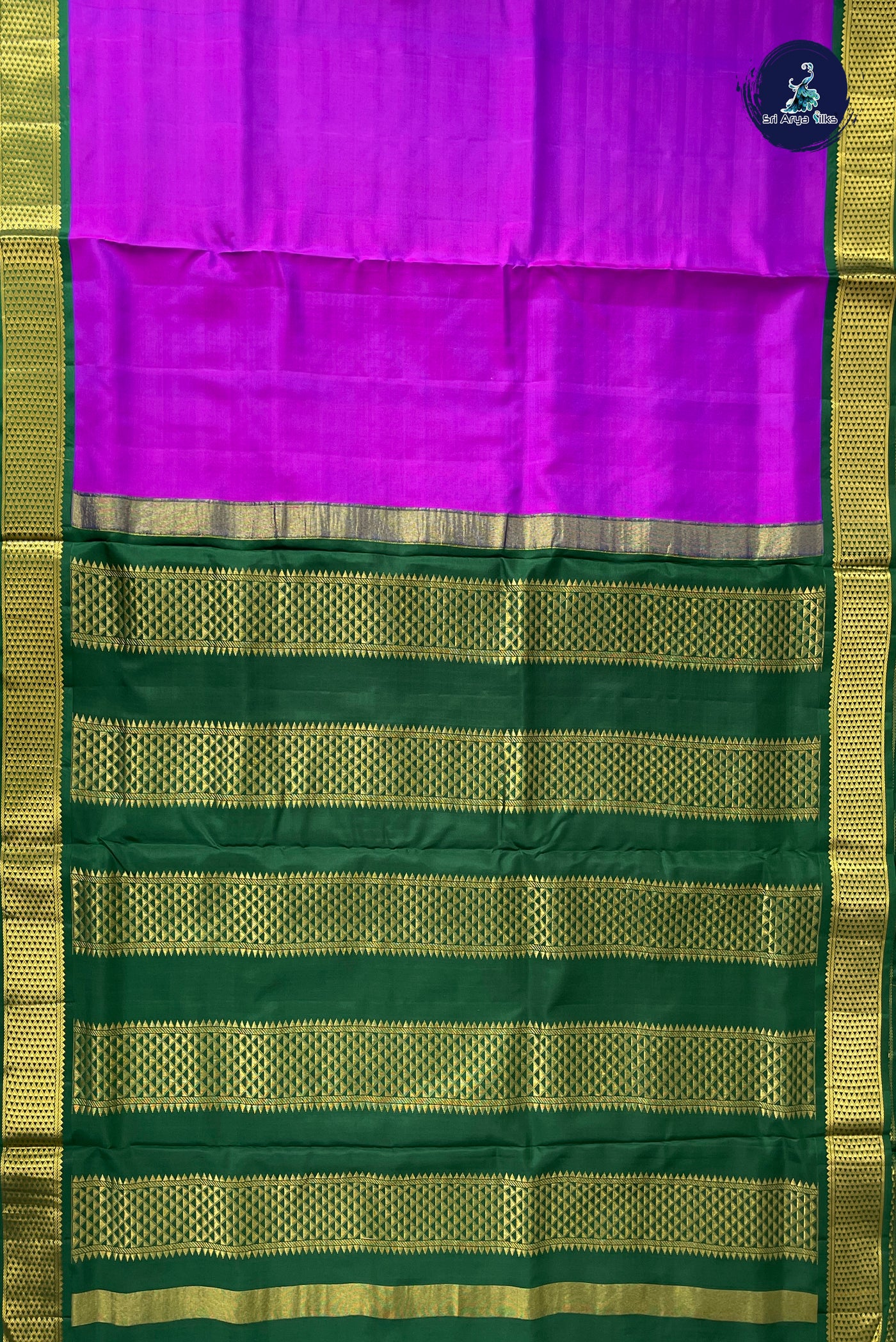 Dual Tone Purple Madisar 10 Yards Silk Saree With Plain Pattern
