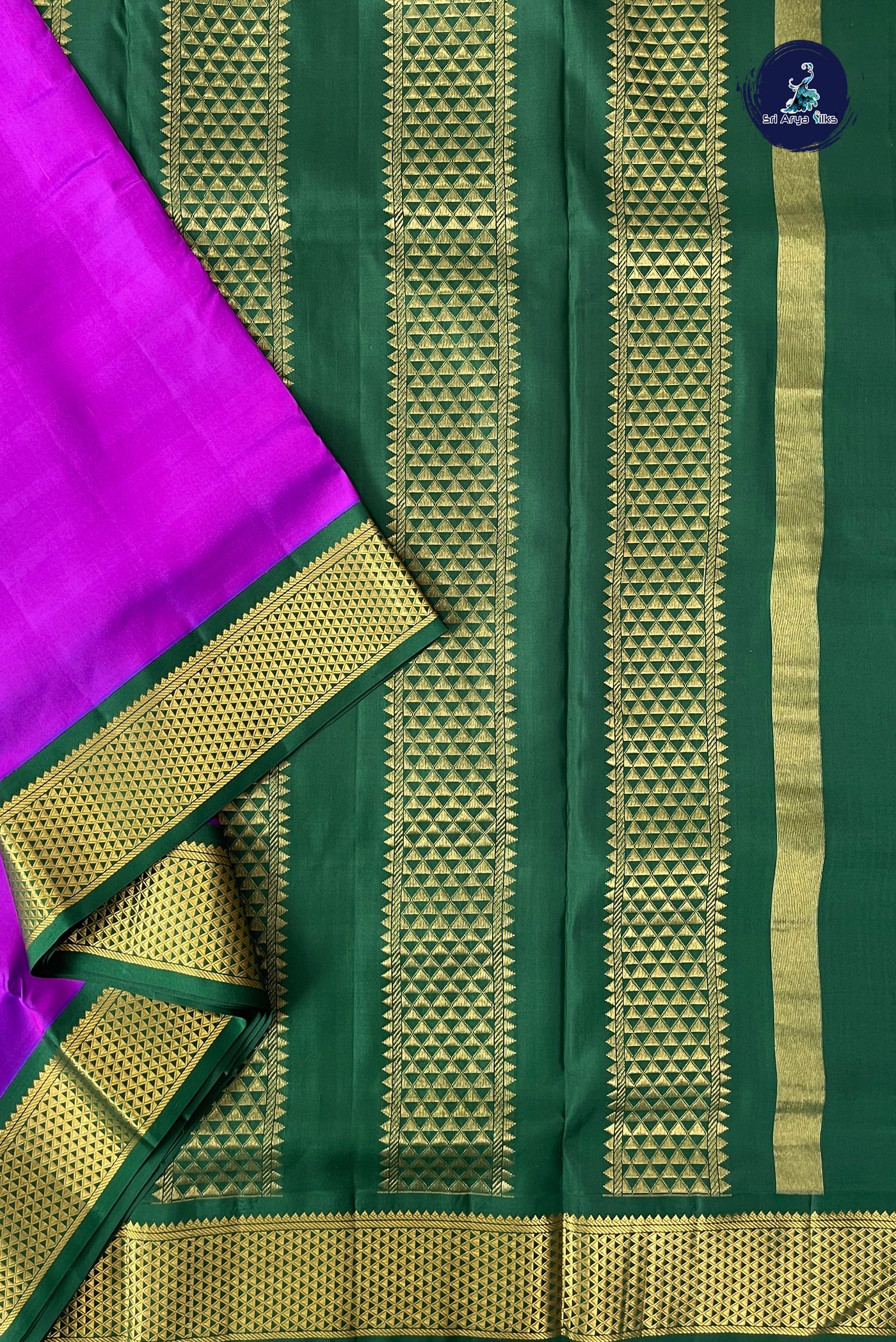 Dual Tone Purple Madisar 10 Yards Silk Saree With Plain Pattern