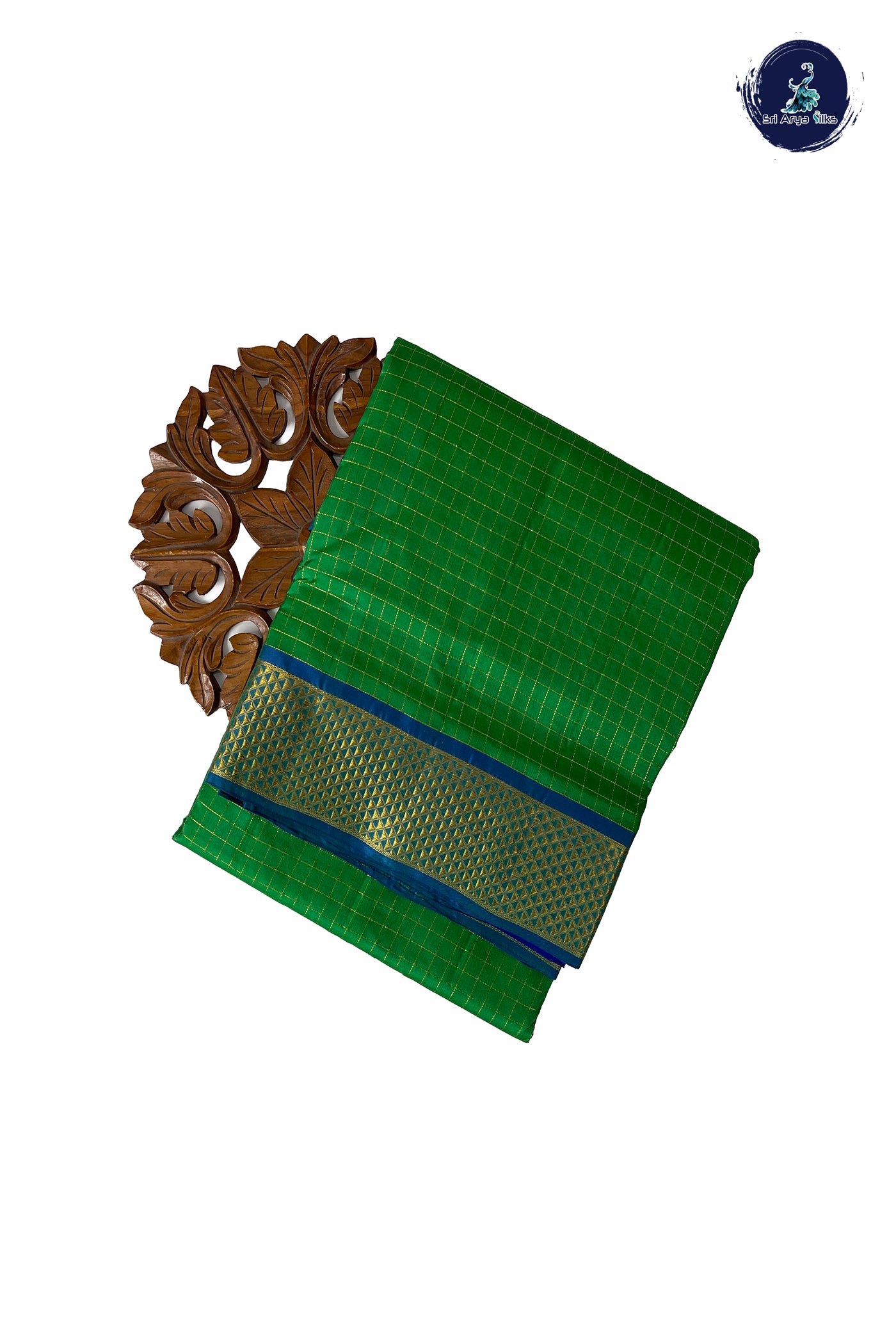 Light Green Madisar 10 Yards Silk Saree With Zari Checked Pattern