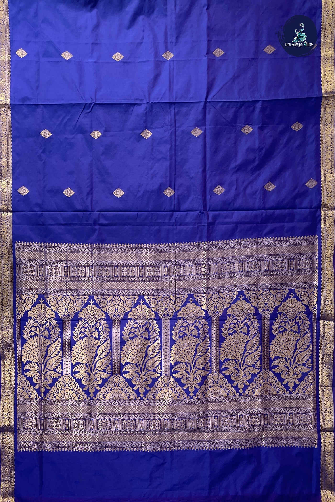 Blue Madisar Semi Silk Saree With Zari Buttas Pattern