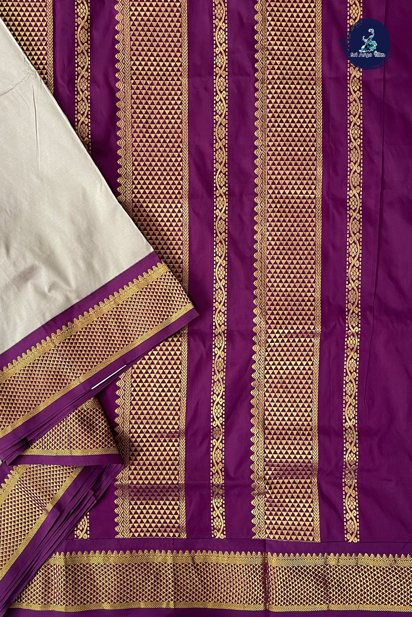 Grey Madisar Semi Silk Saree With Plain Pattern
