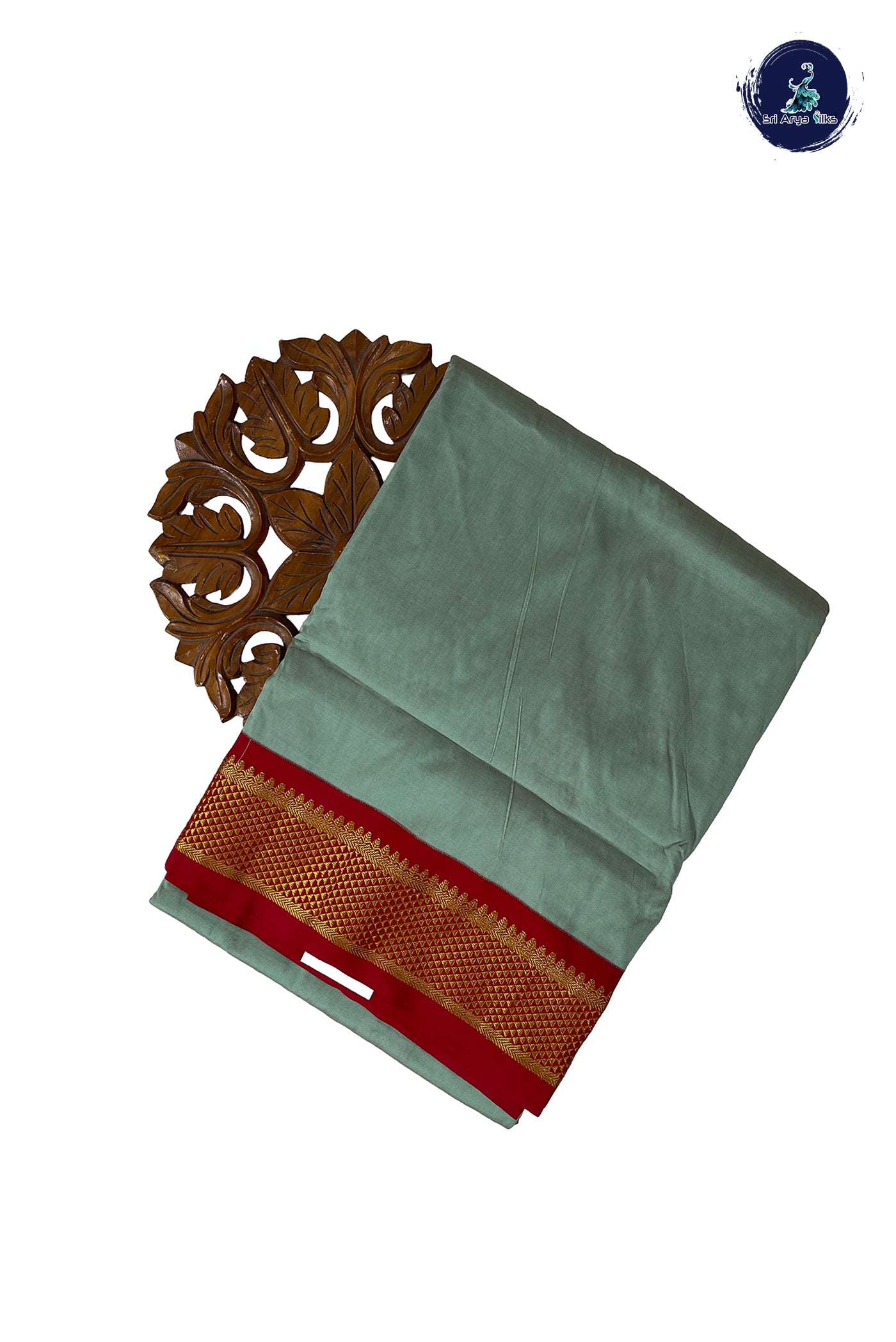 Pastel Green Madisar Semi Silk Saree With Plain Pattern