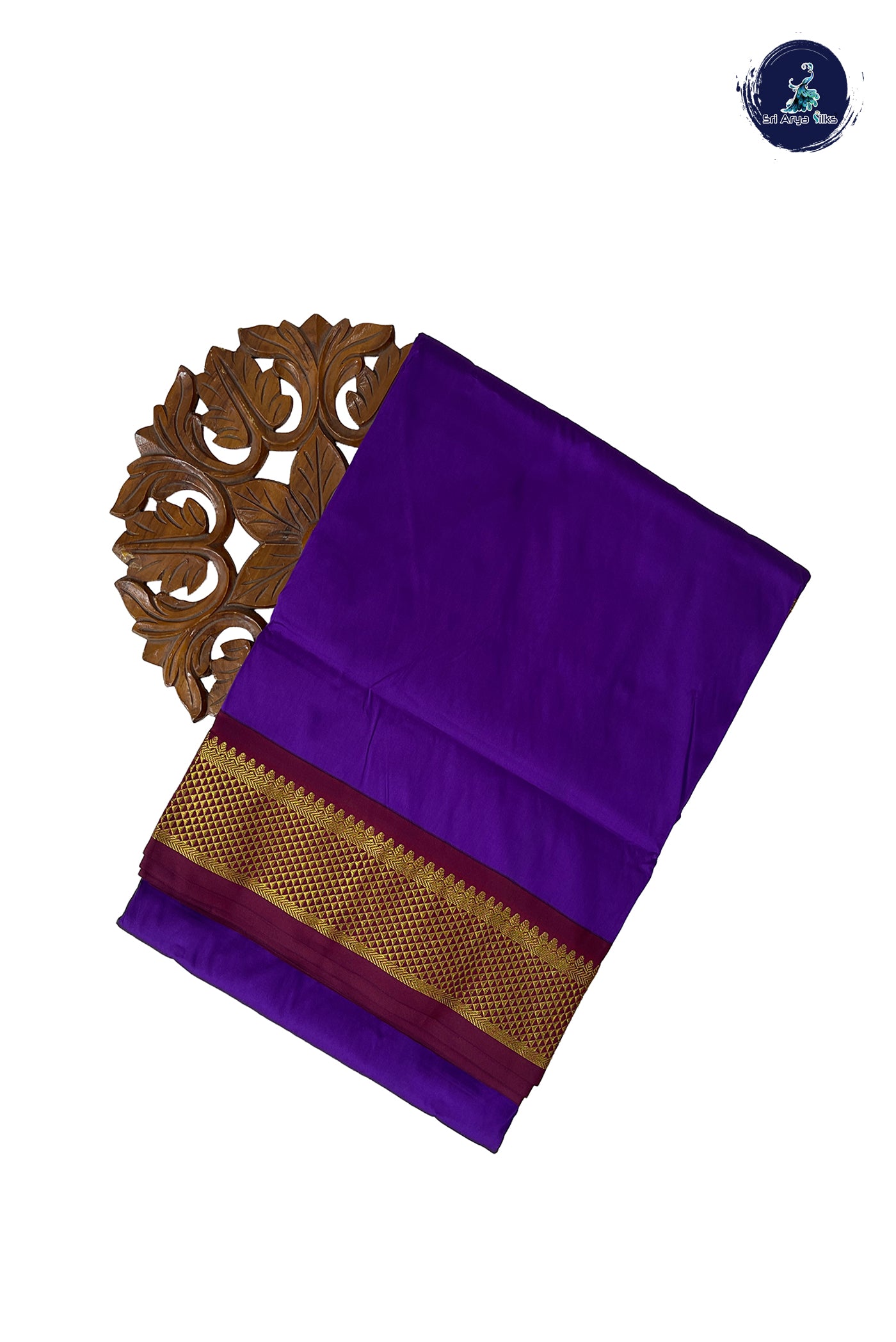Violet Madisar Semi Silk Saree With Plain Pattern