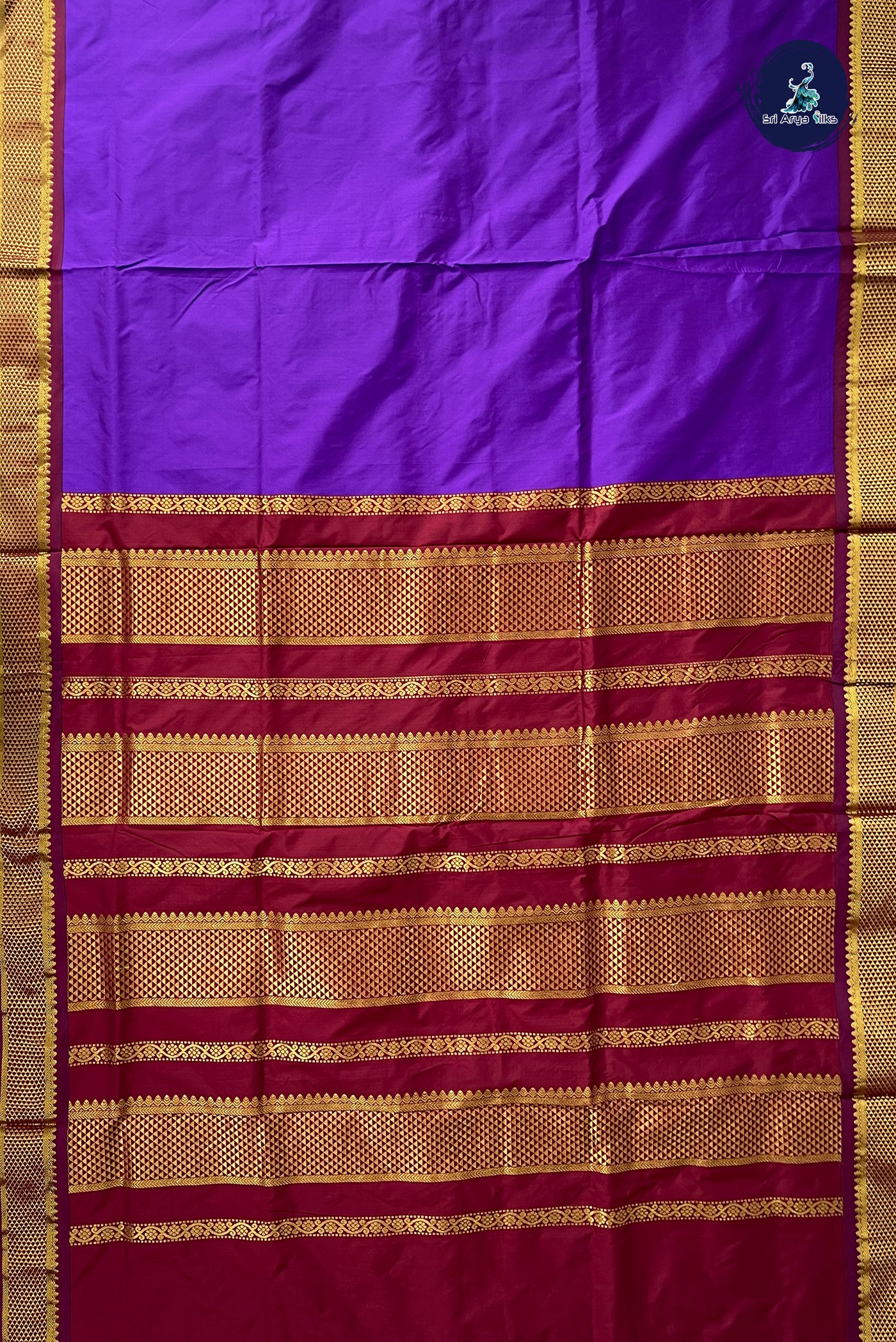 Violet Madisar Semi Silk Saree With Plain Pattern