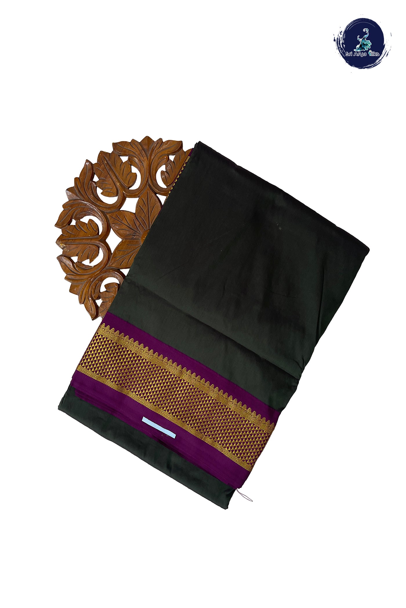 Dark Green Madisar Semi Silk Saree With Plain Pattern