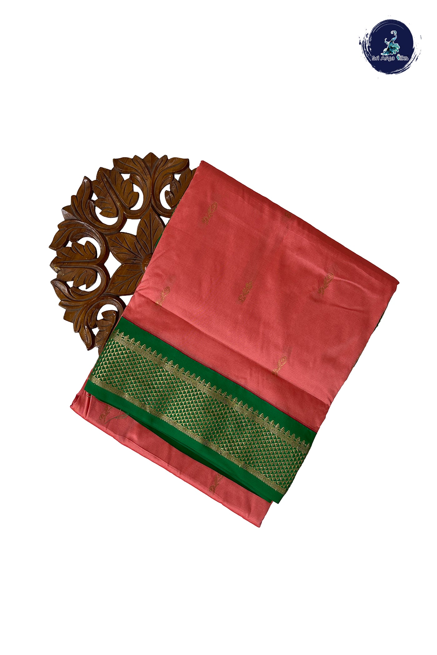 Peach Pink Madisar Semi Silk Saree With Zari Buttas Pattern