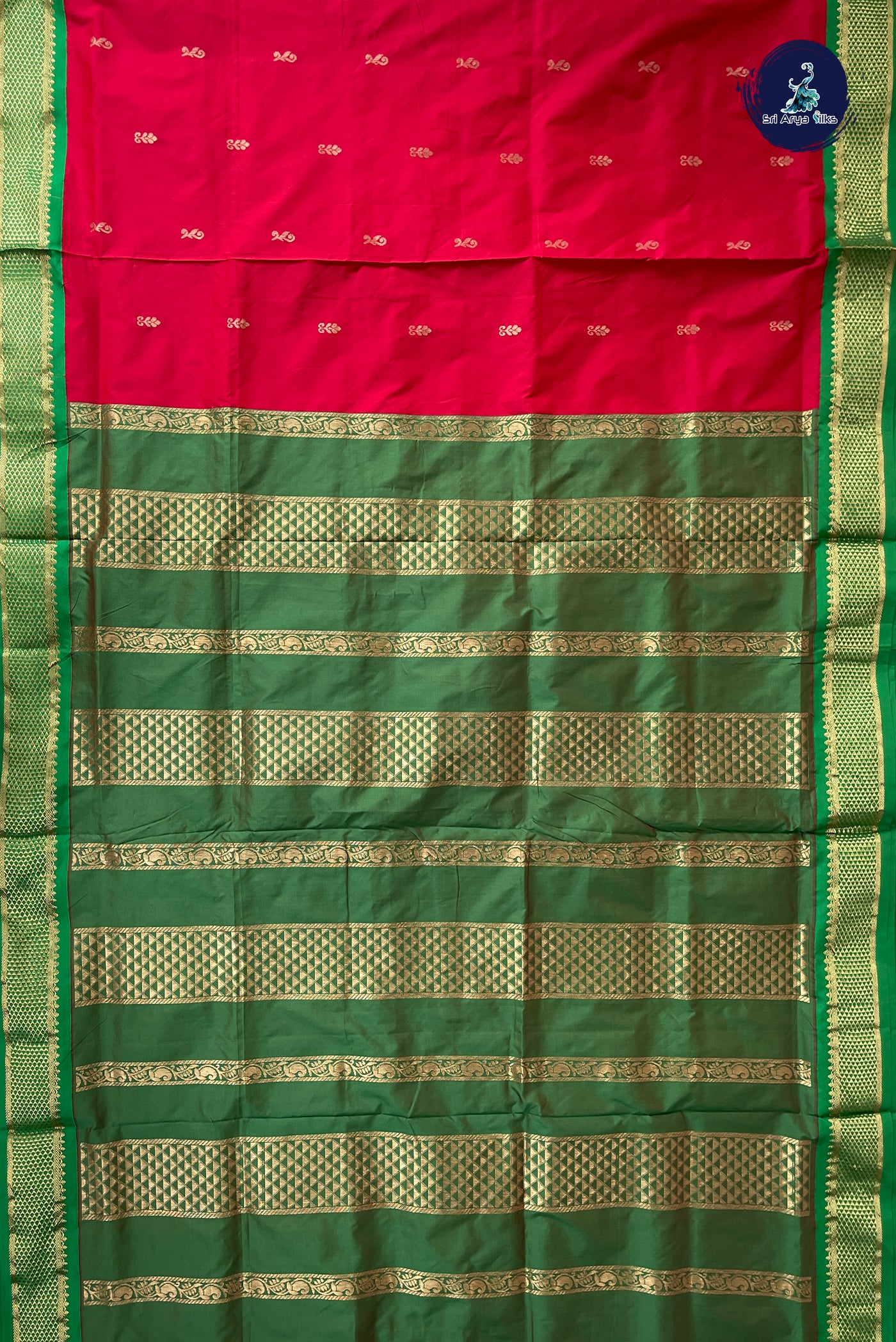 Red Madisar Semi Silk Saree With Zari Buttas Pattern