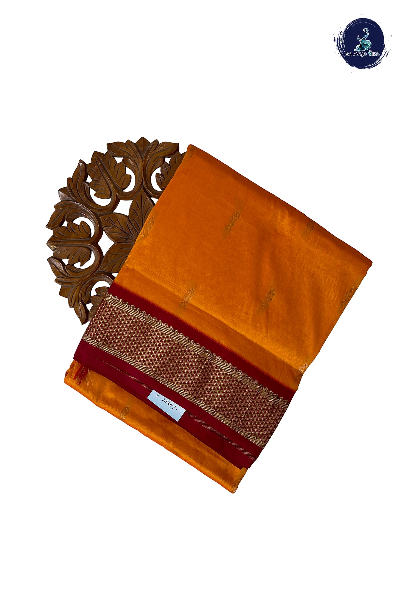 Mango Yellow Madisar Semi Silk Saree With Zari Buttas Pattern