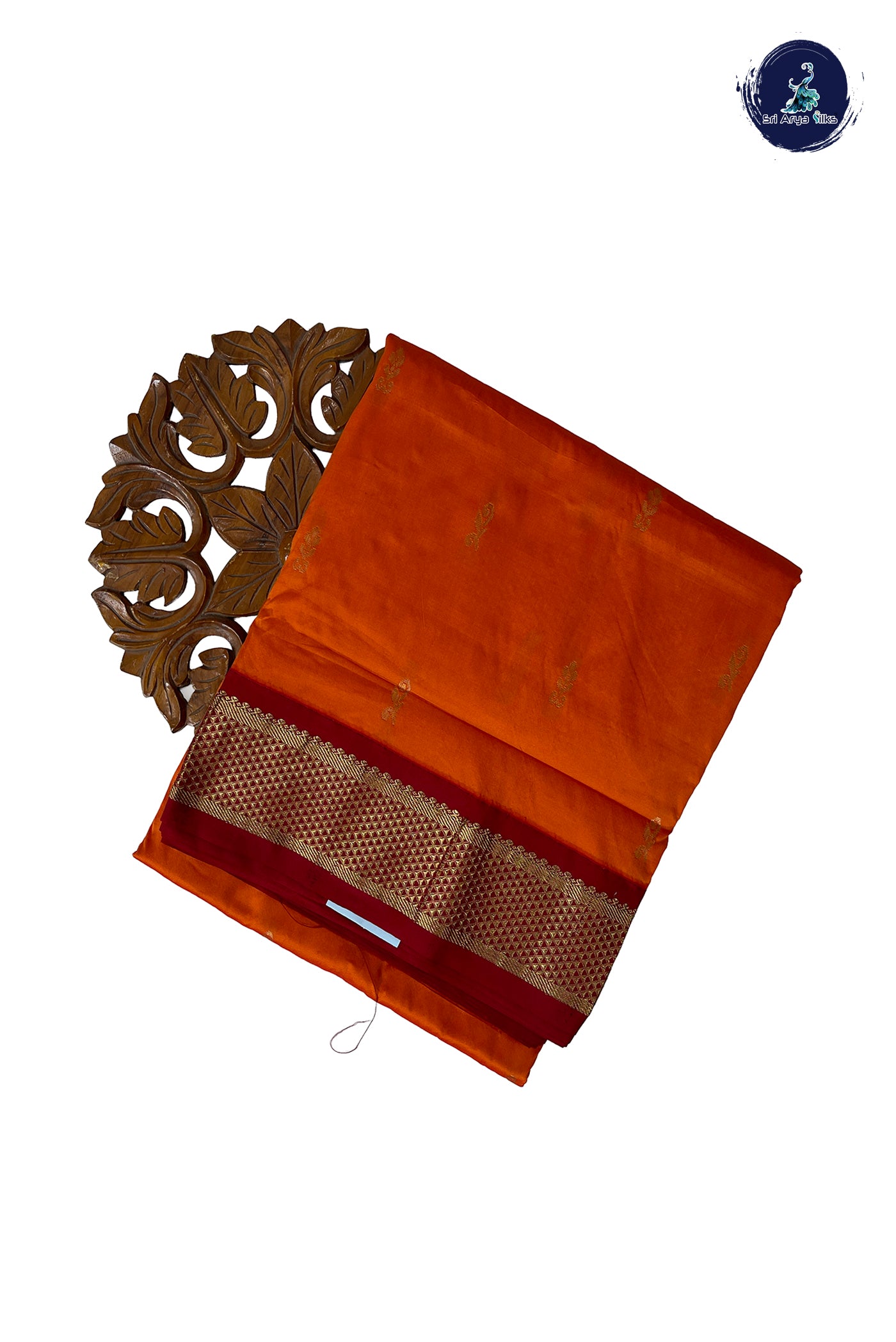 Orange Madisar Semi Silk Saree With Zari Buttas Pattern