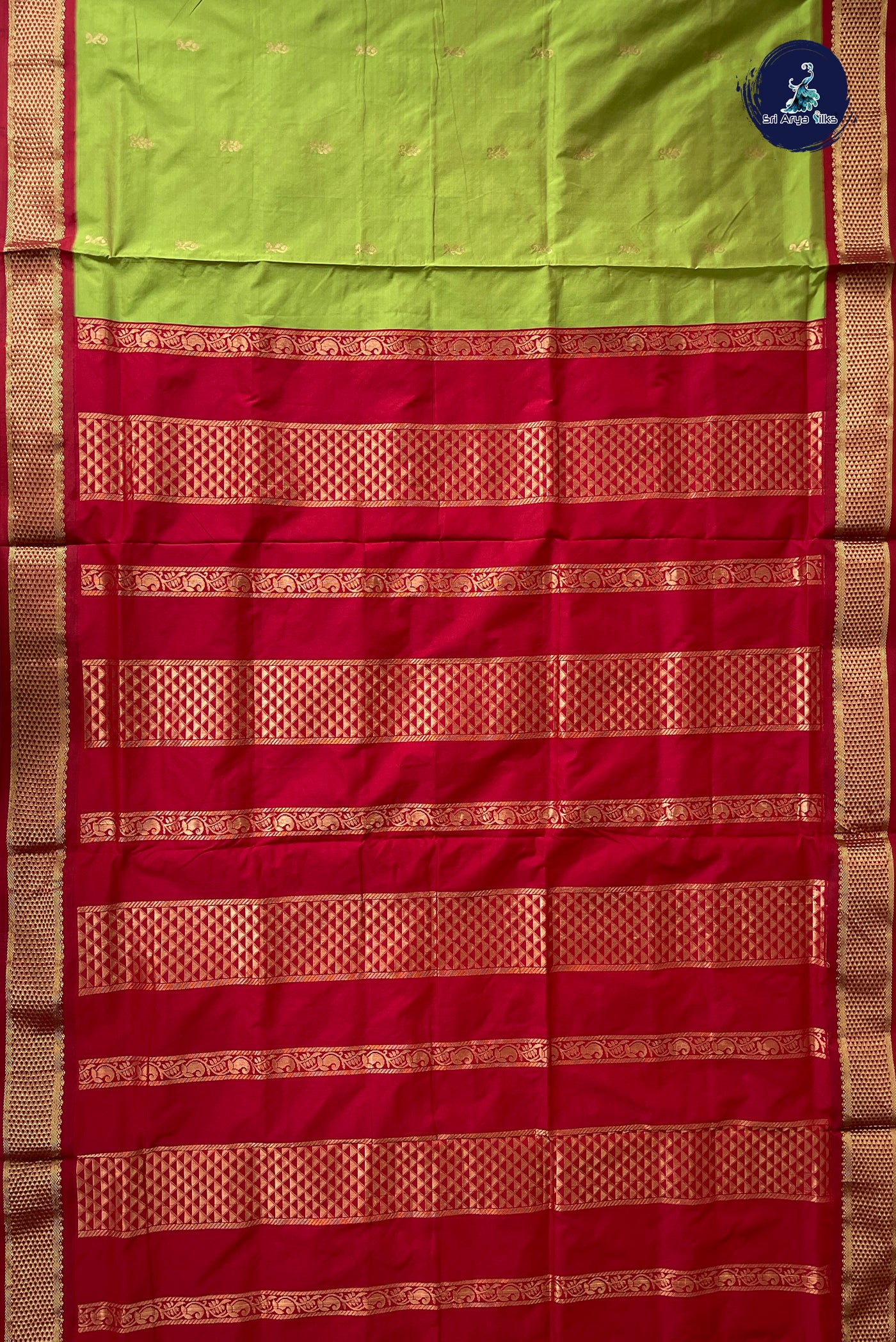 Light Green Madisar Semi Silk Saree With Zari Buttas Pattern