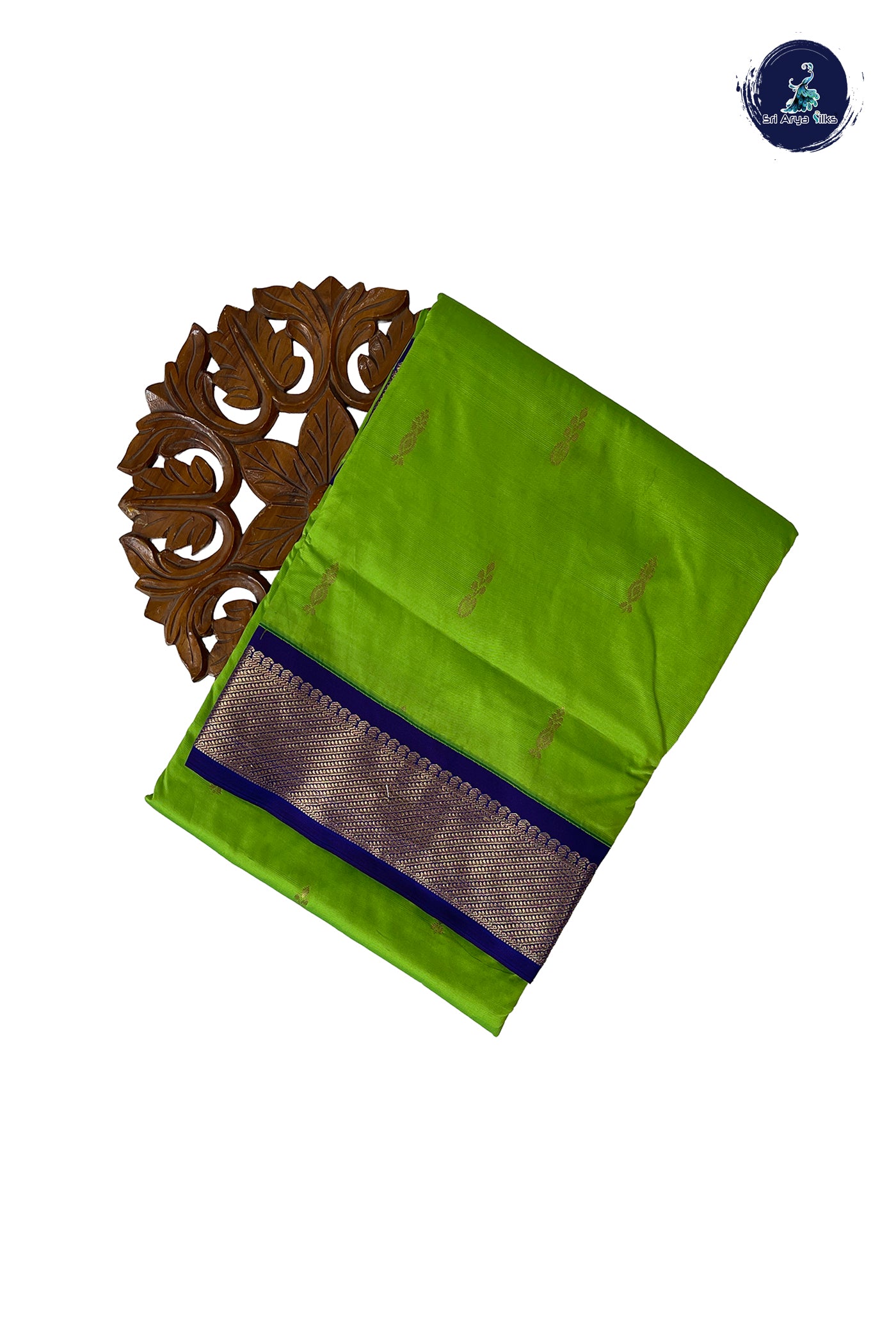 Light Green Madisar Semi Silk Saree With Zari Buttas Pattern