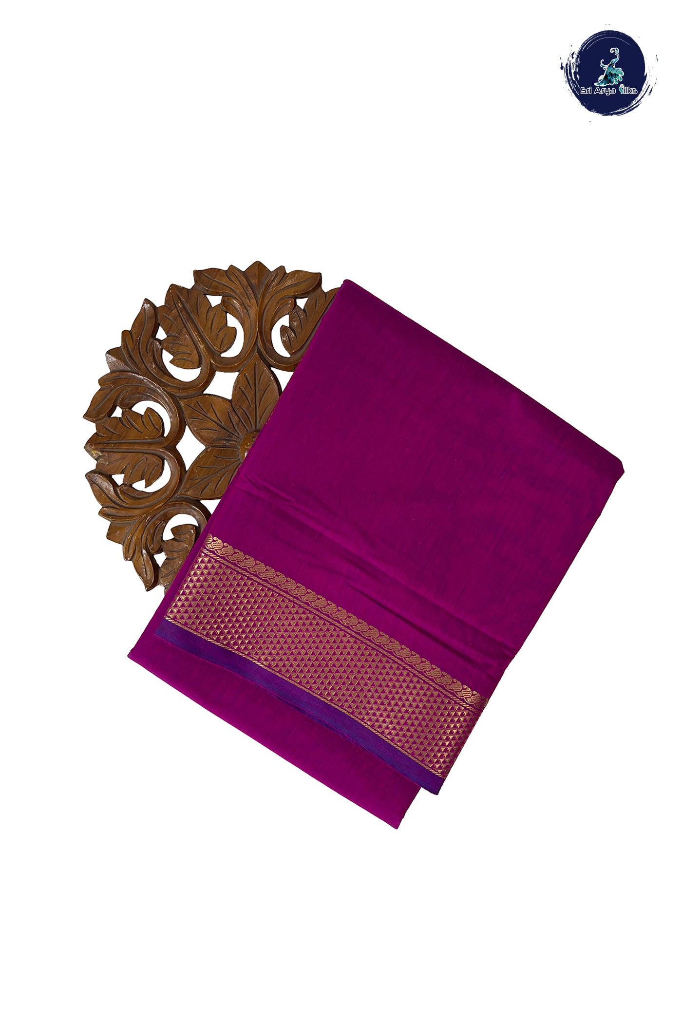 Magenta Madisar Semi Silk Cotton Saree With Plain Pattern