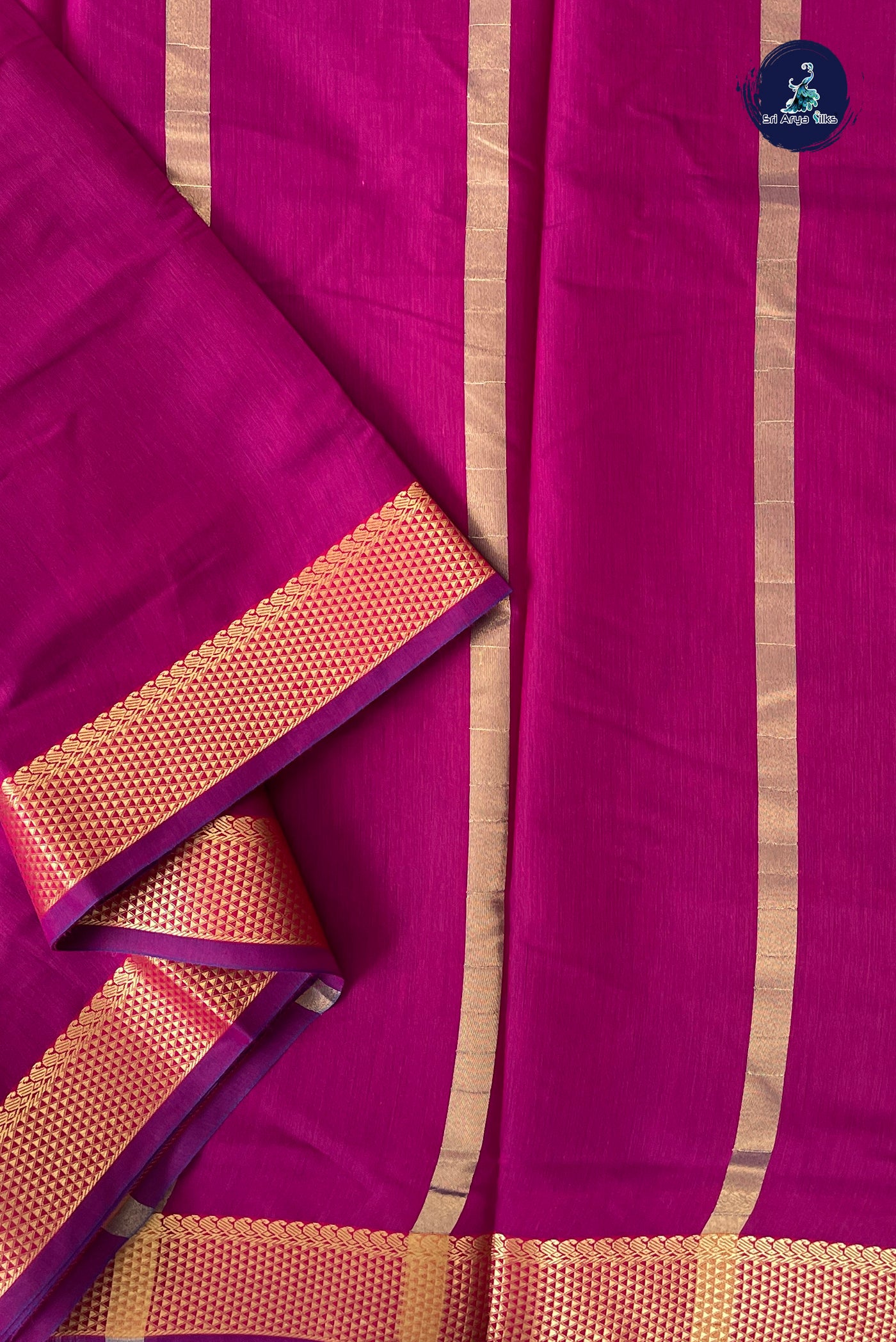 BeetRoot Shade Madisar Semi Silk Cotton Saree With Plain Pattern
