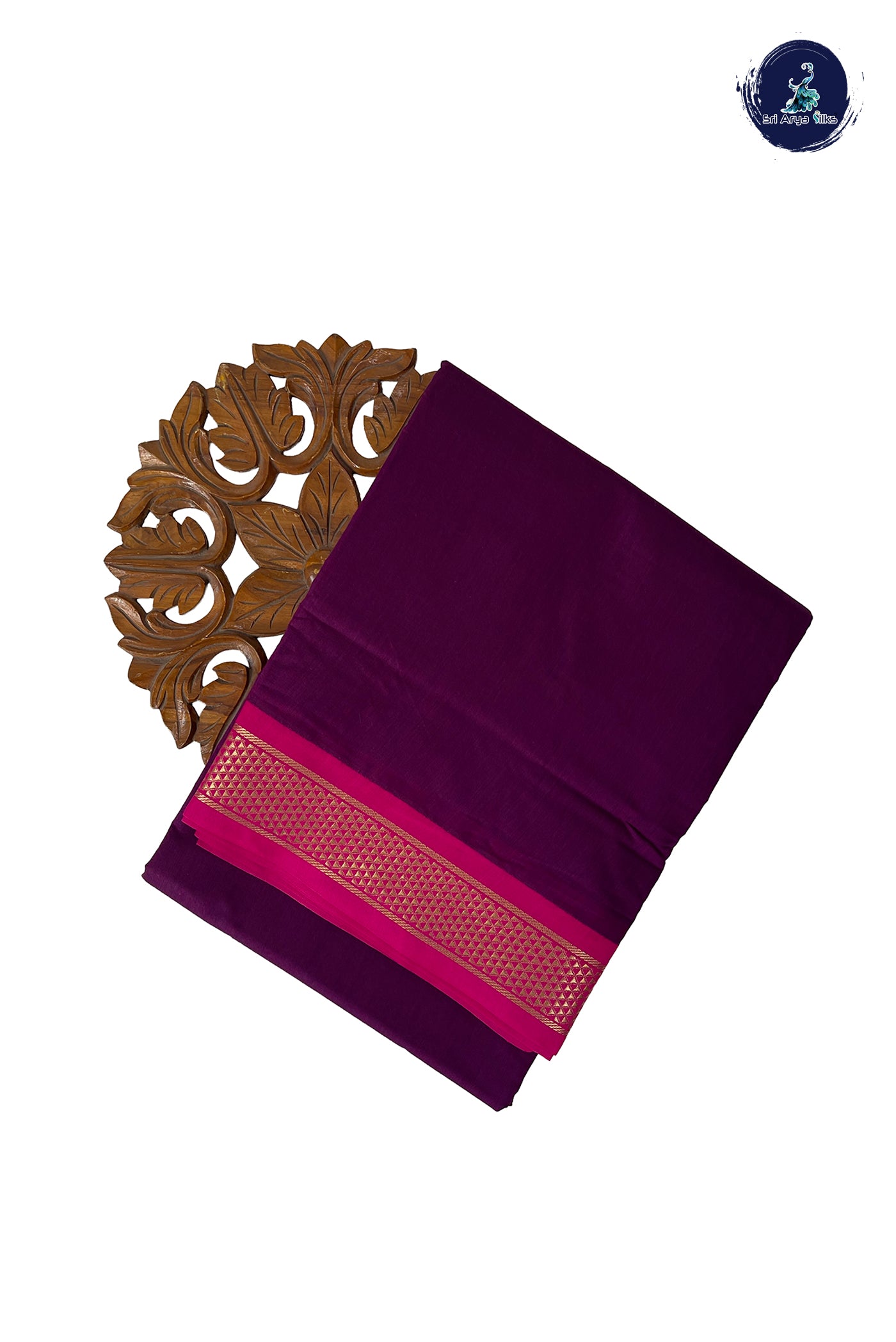 Burgundy Madisar Semi Silk Cotton Saree With Plain Pattern