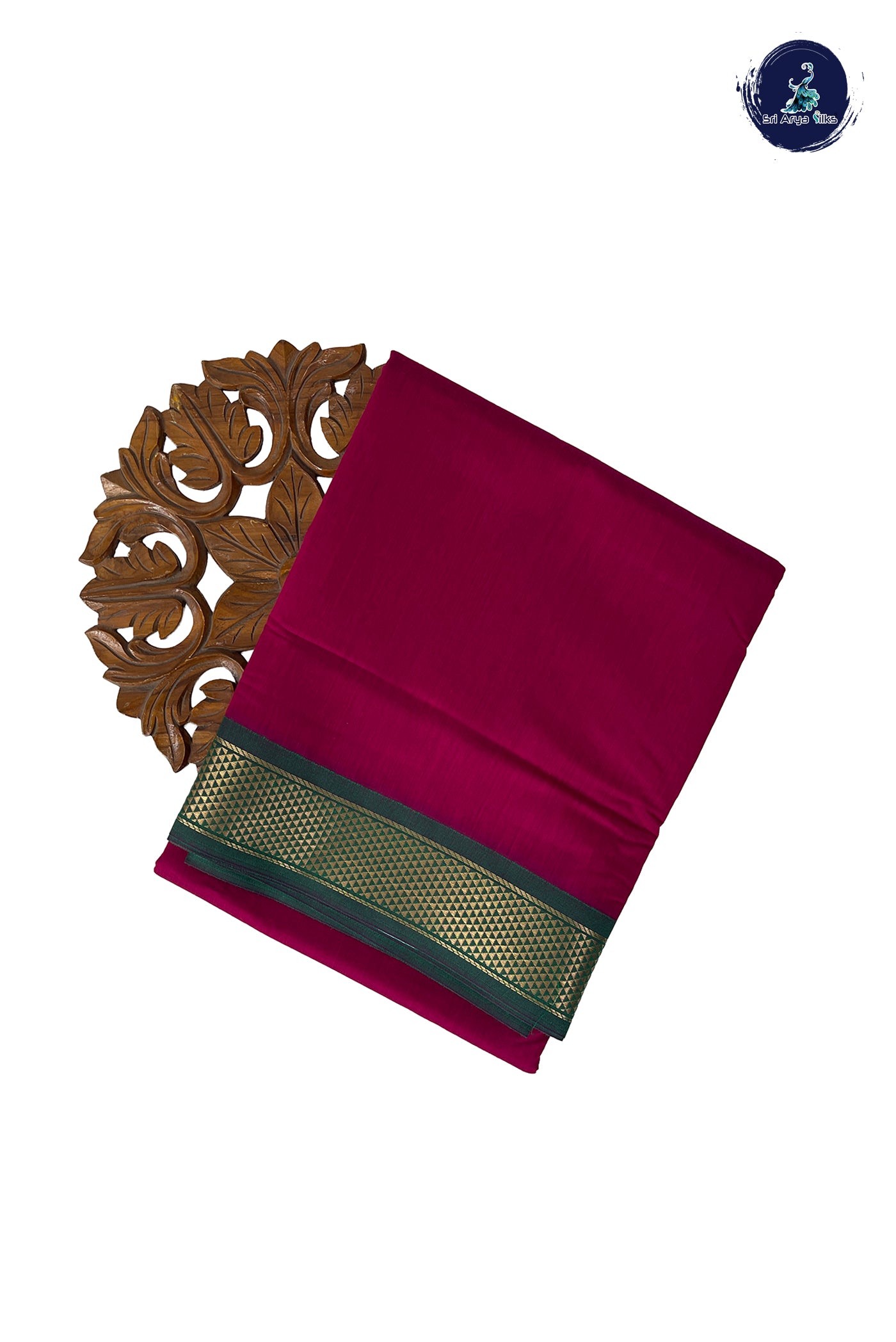 Magenta Madisar Semi Silk Cotton Saree With Plain Pattern