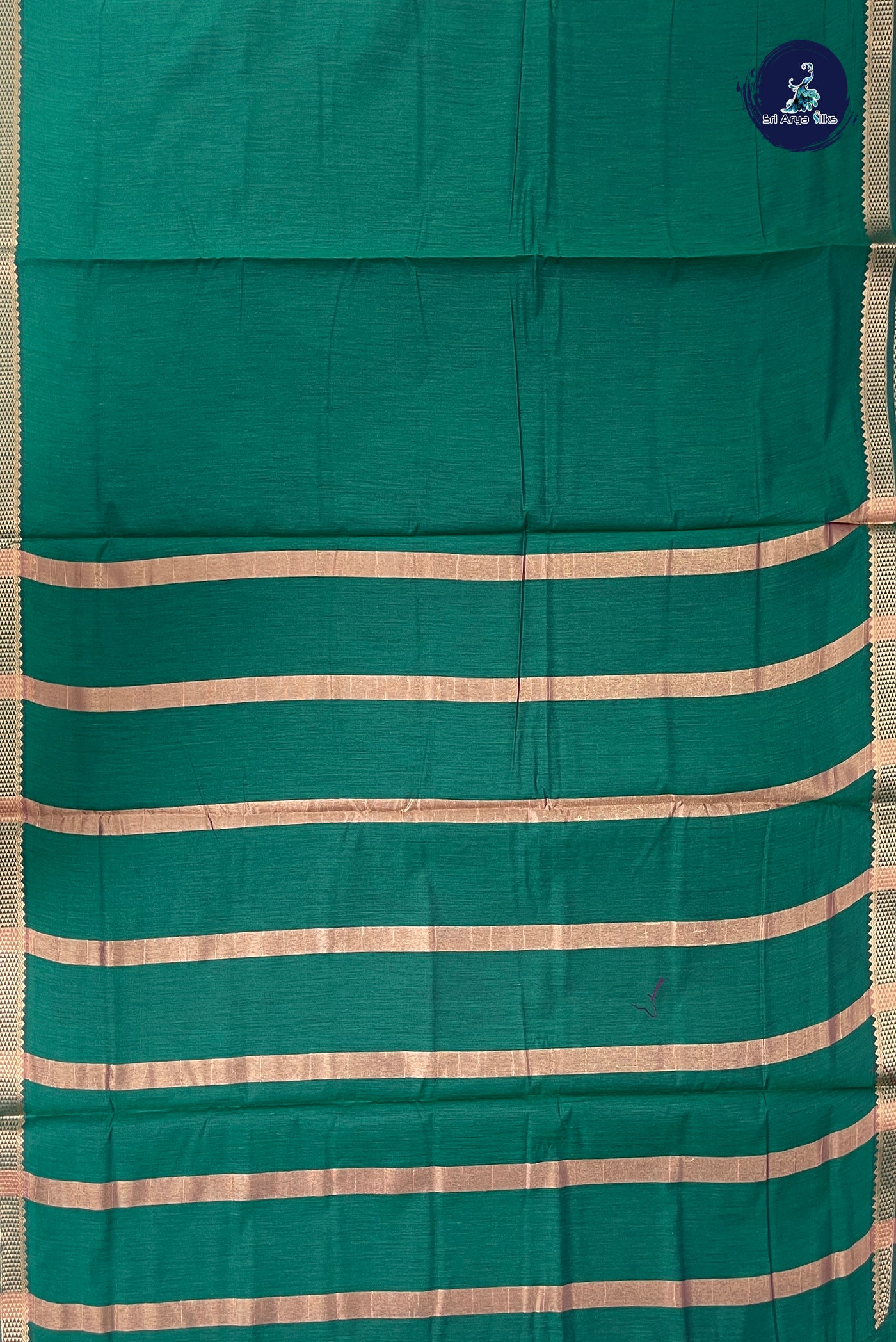 Green Madisar Semi Silk Cotton Saree With Plain Pattern