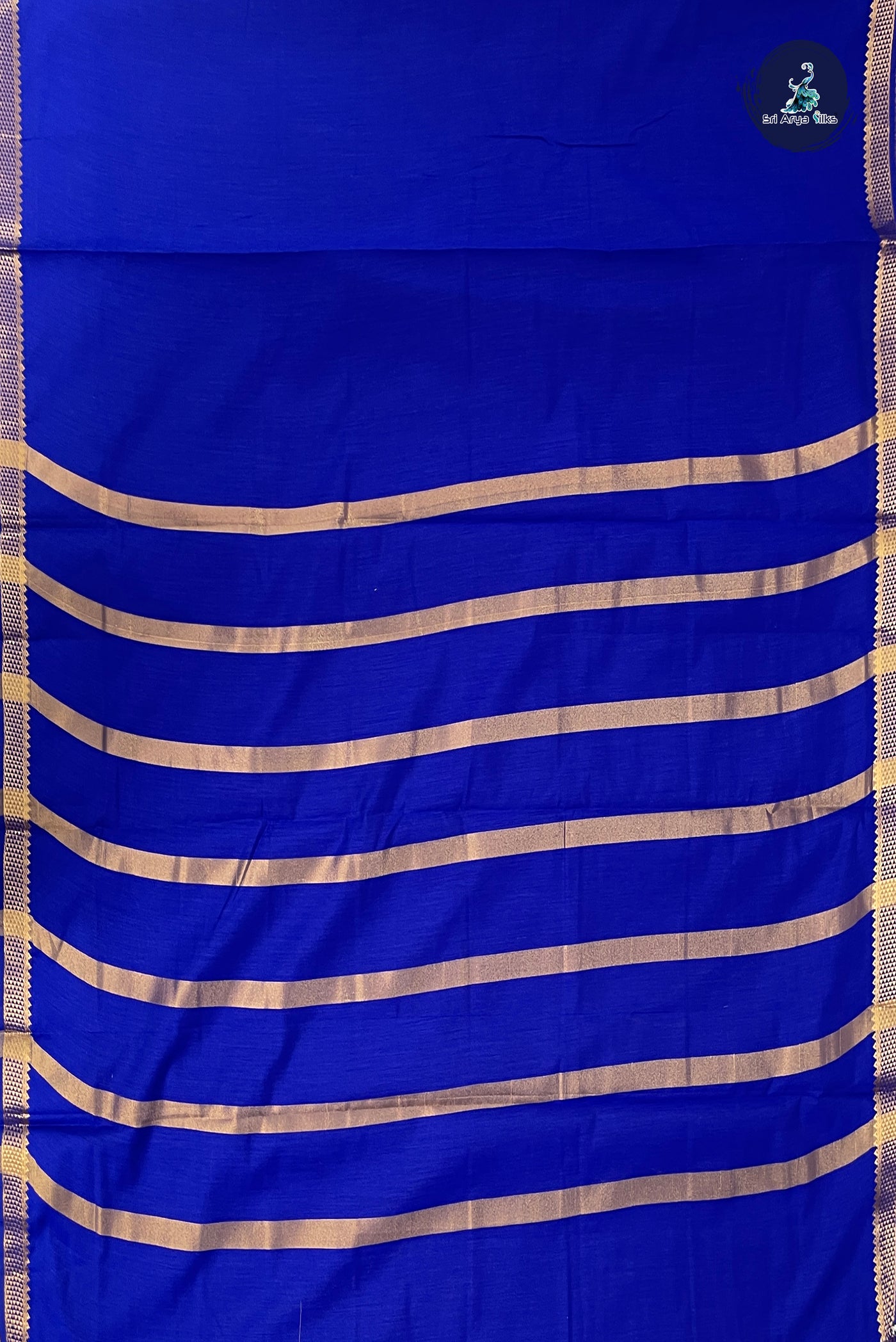 MS Blue Madisar Semi Silk Cotton Saree With Plain Pattern