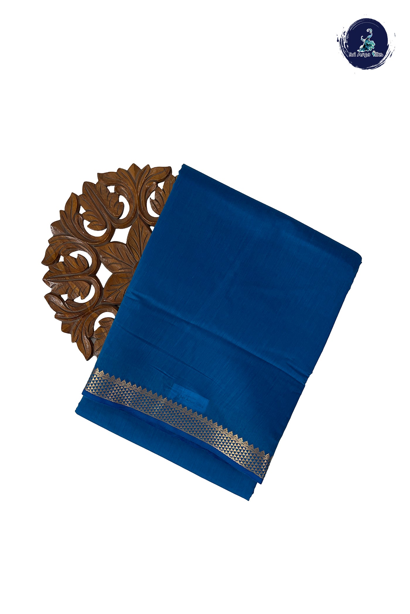 Sapphire Blue Madisar Semi Silk Cotton Saree With Plain Pattern