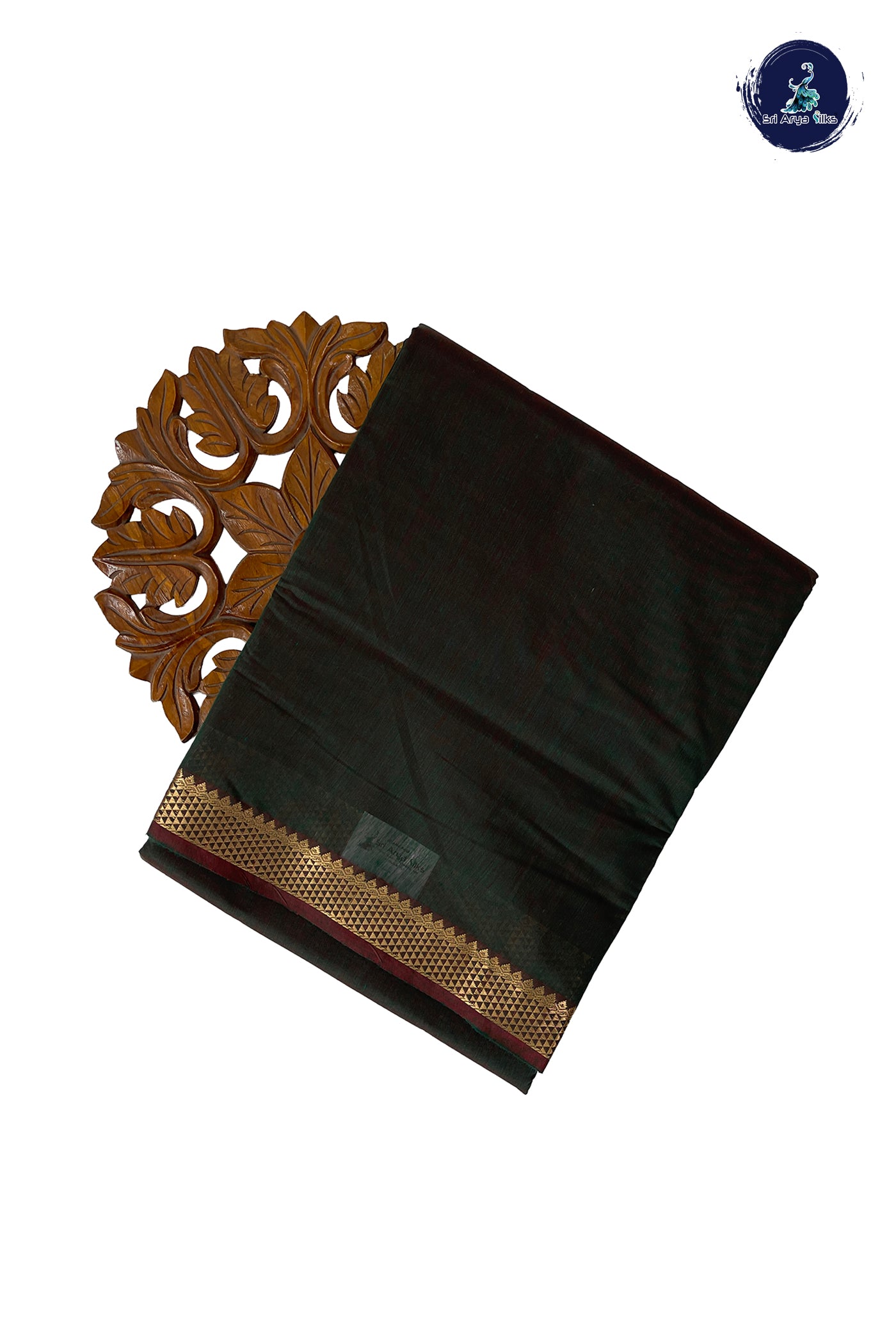 Dual Tone Green Madisar Semi Silk Cotton Saree With Plain Pattern