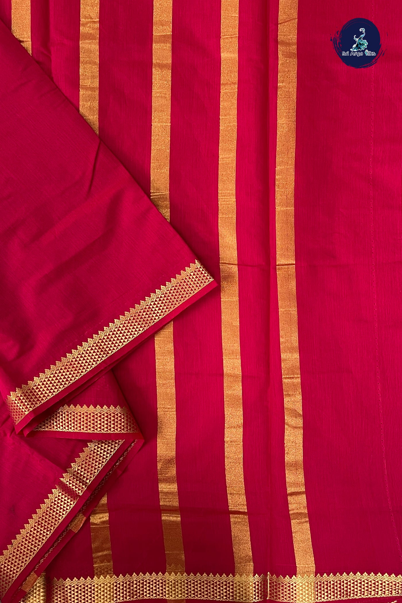 Pink Madisar Semi Silk Cotton Saree With Plain Pattern