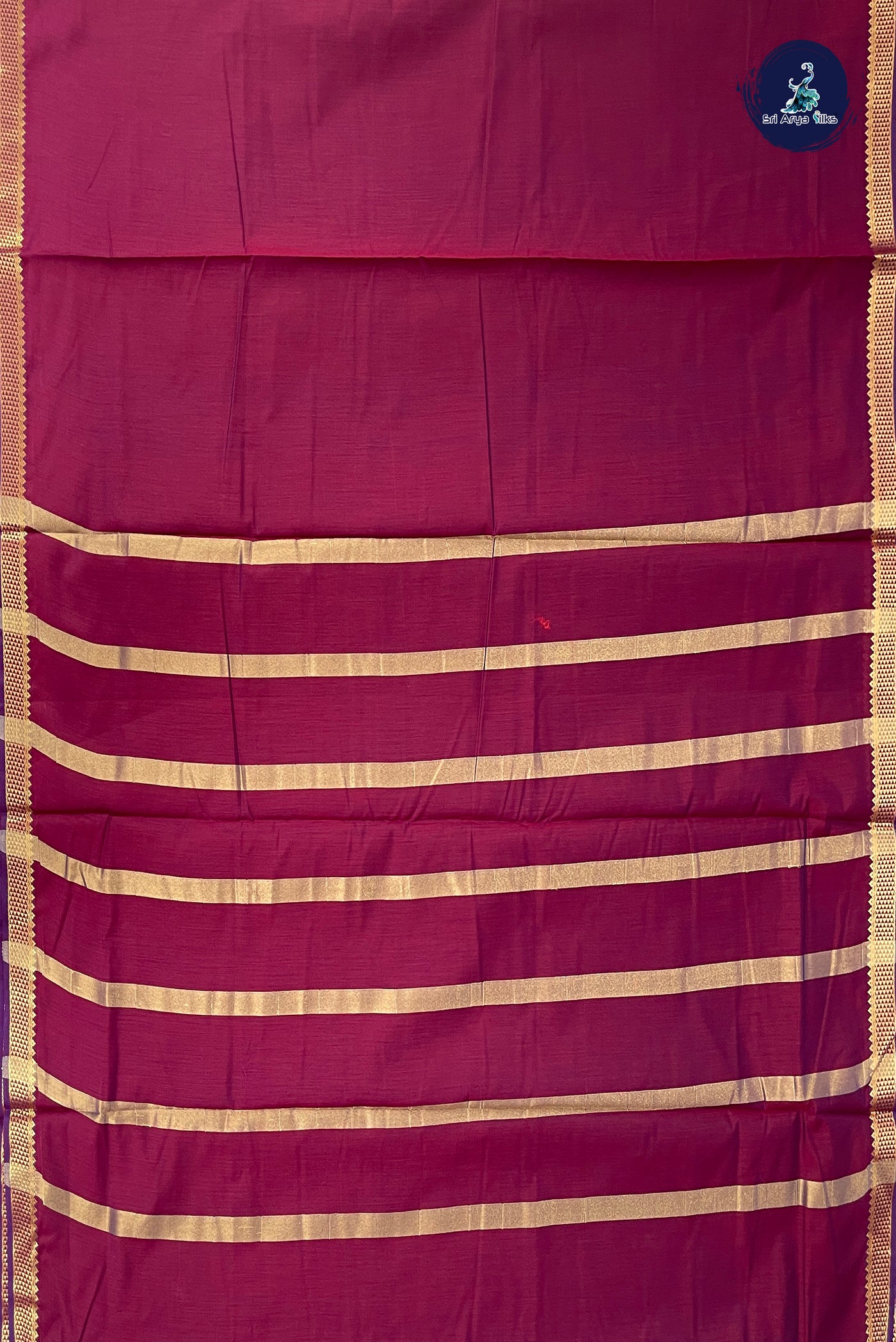 Burgundy Madisar Semi Silk Cotton Saree With Plain Pattern