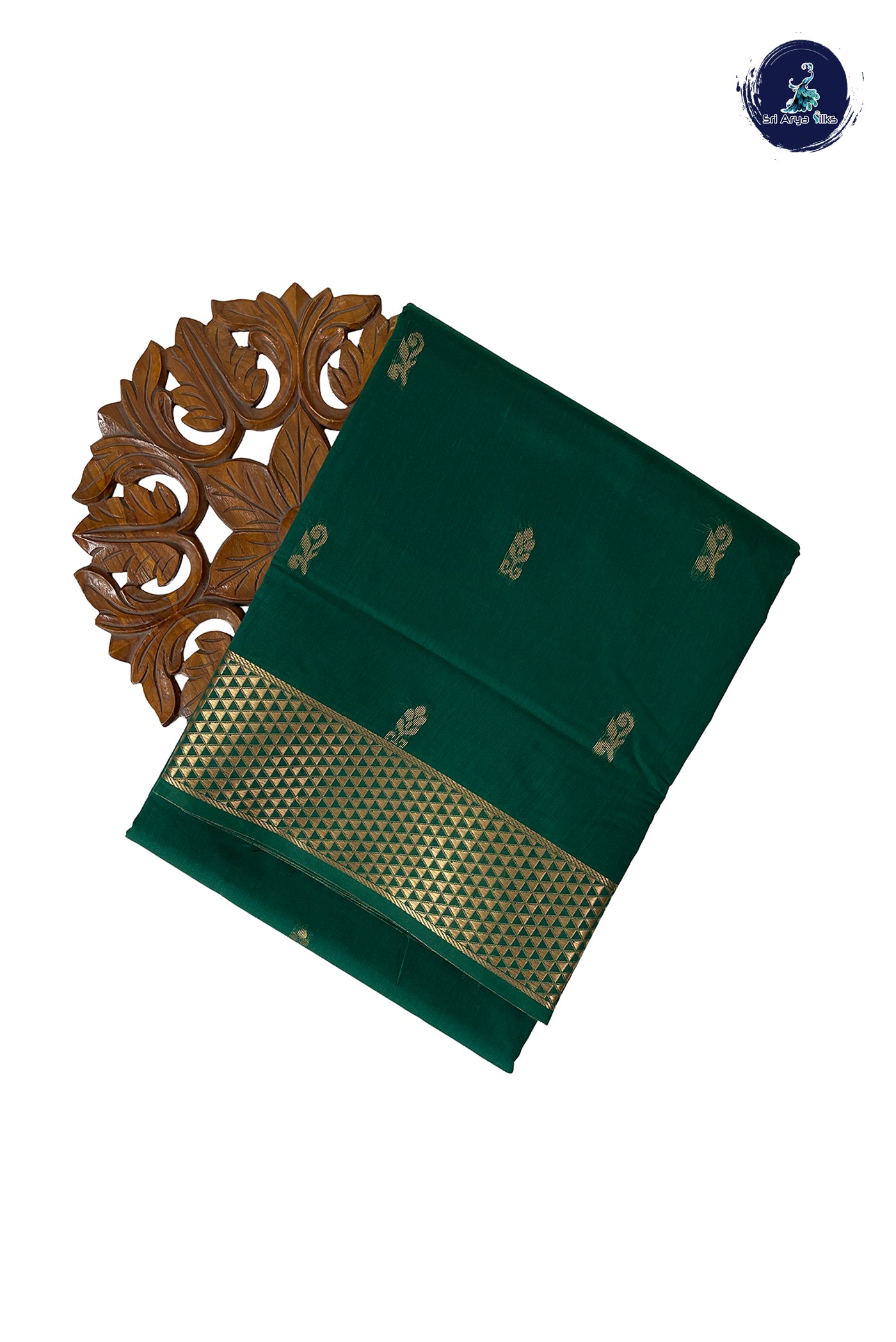 Green Madisar Semi Silk Cotton Saree With Zari Buttas Pattern