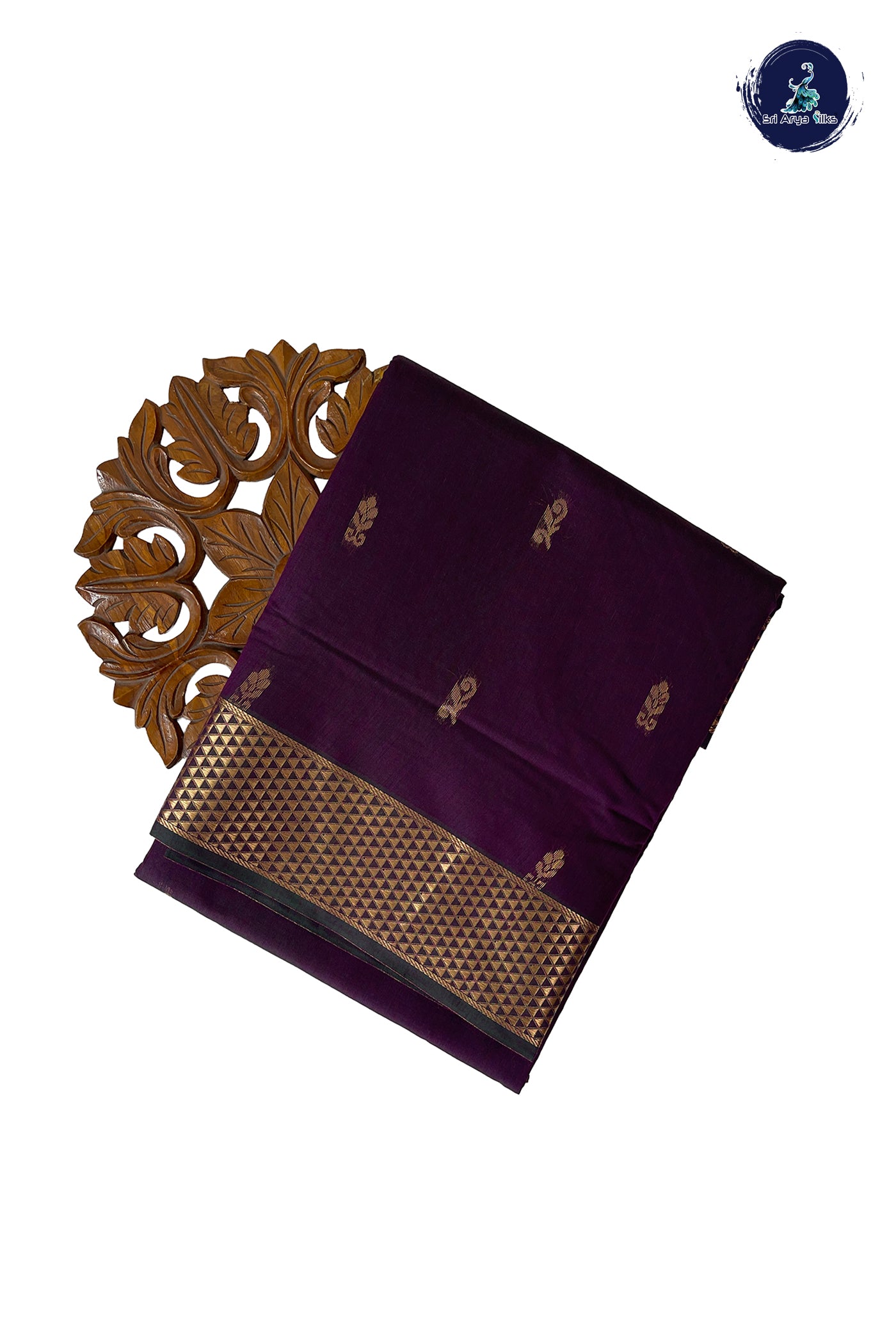 Dual Tone Purple Madisar Semi Silk Cotton Saree With Zari Buttas Pattern