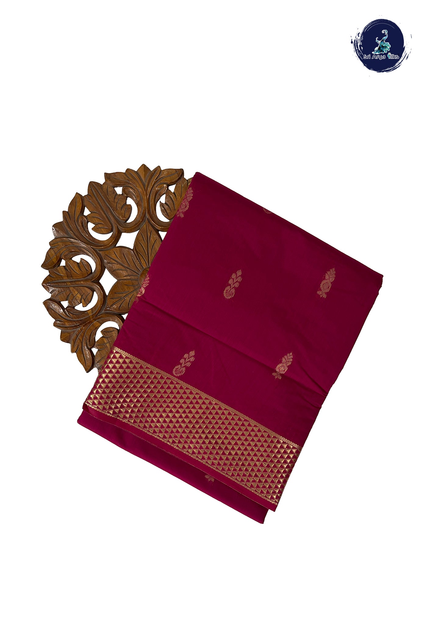 Dark Pink Madisar Semi Silk Cotton Saree With Zari Buttas Pattern