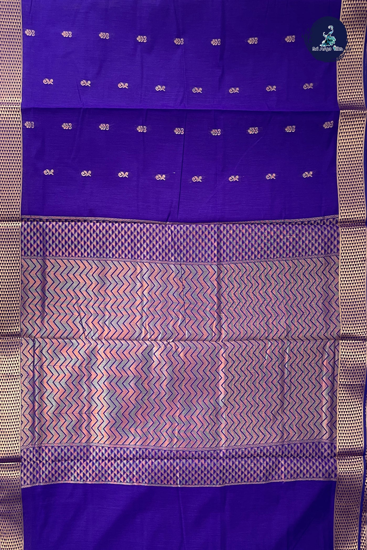 Violet Madisar Semi Silk Cotton Saree With Zari Buttas Pattern