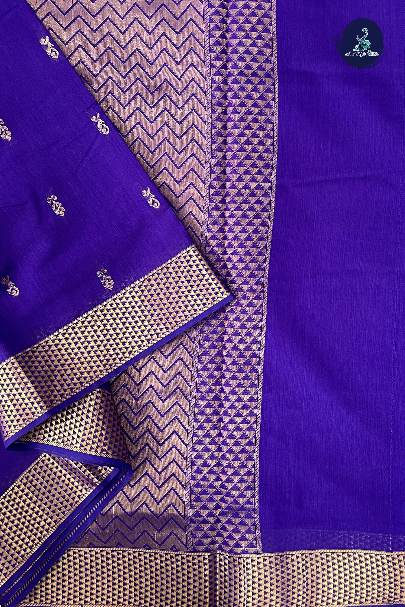 Violet Madisar Semi Silk Cotton Saree With Zari Buttas Pattern