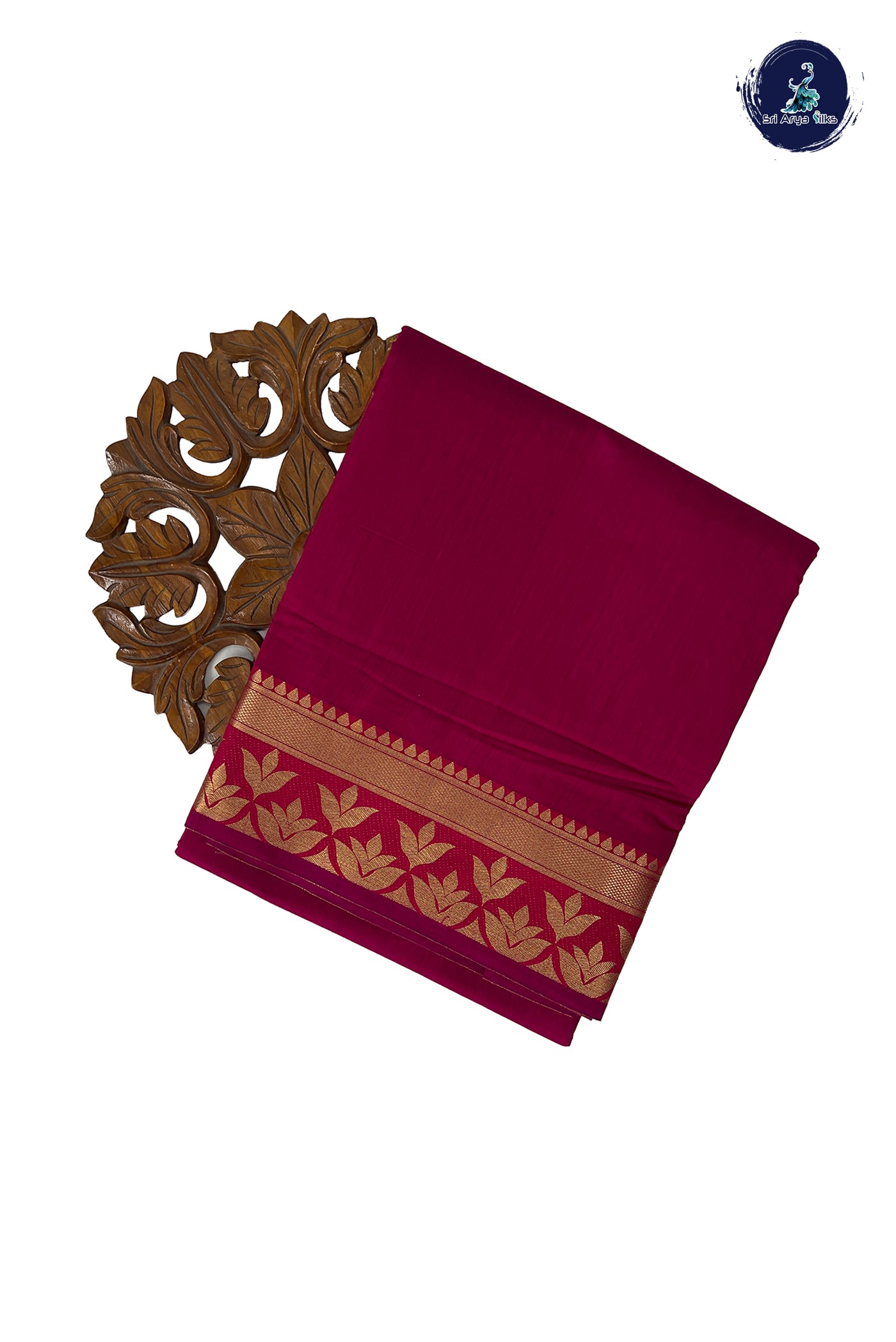 Magenta Pink Madisar Semi Silk Cotton Saree With Plain Pattern