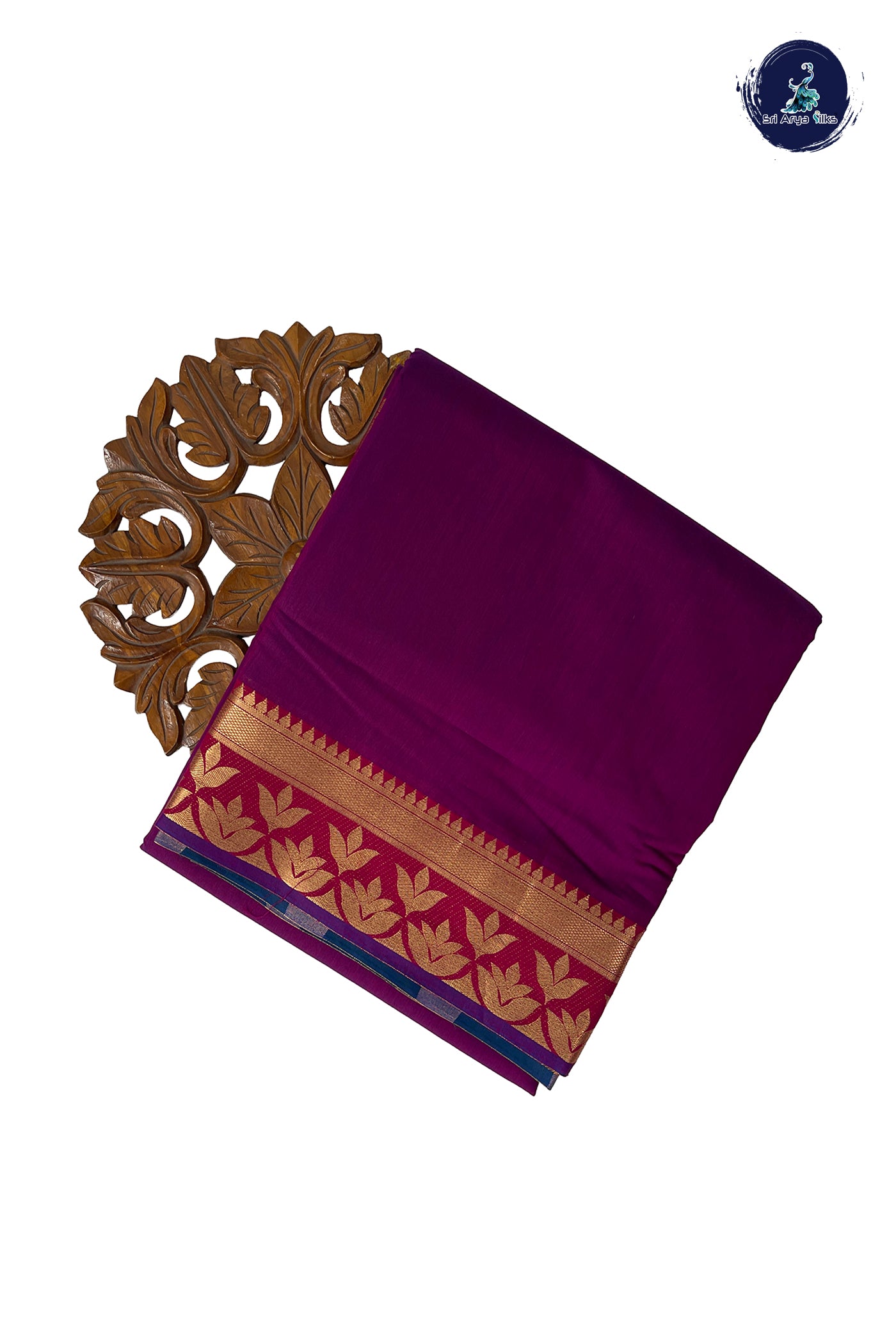 Purple Madisar Semi Silk Cotton Saree With Plain Pattern
