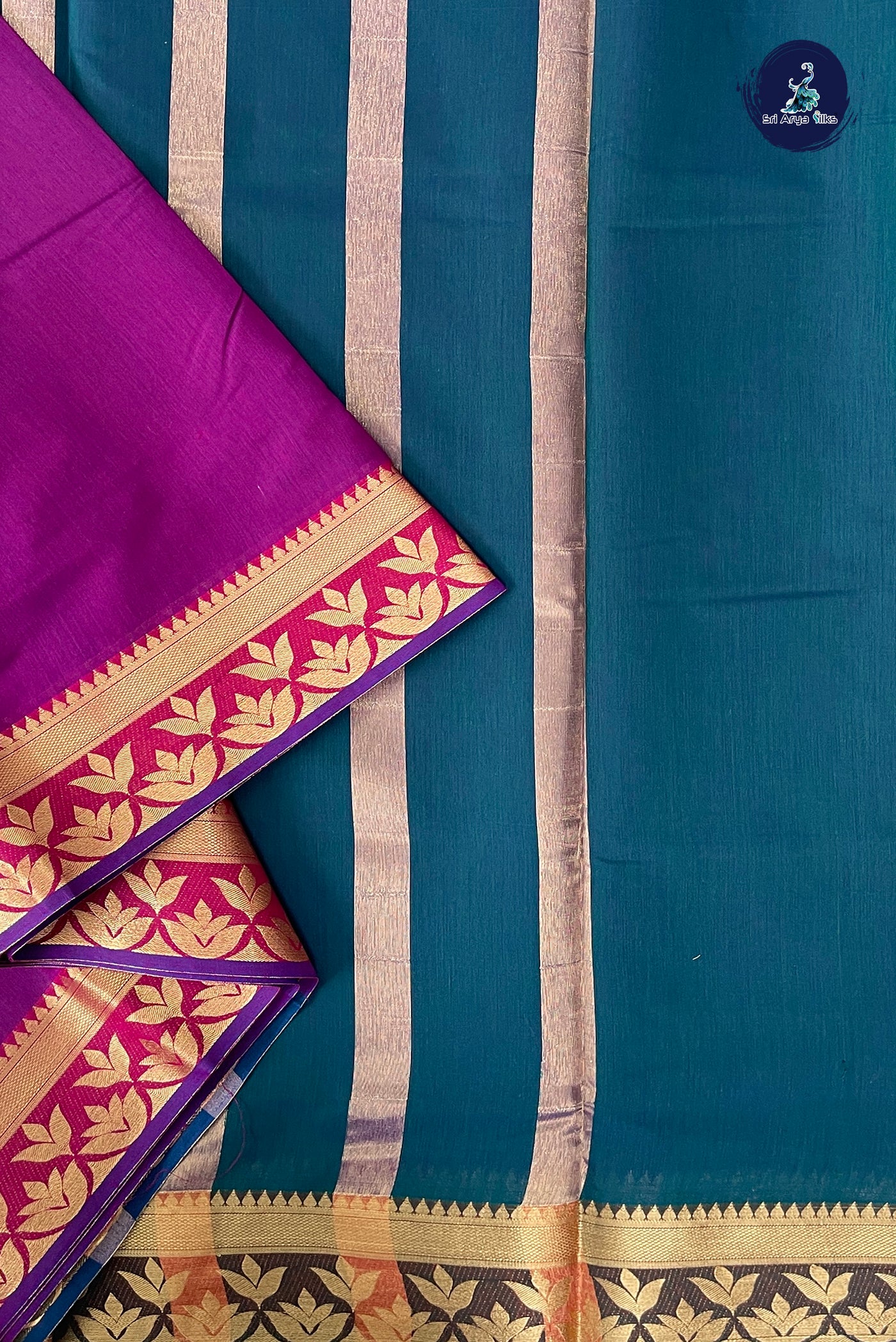 Purple Madisar Semi Silk Cotton Saree With Plain Pattern
