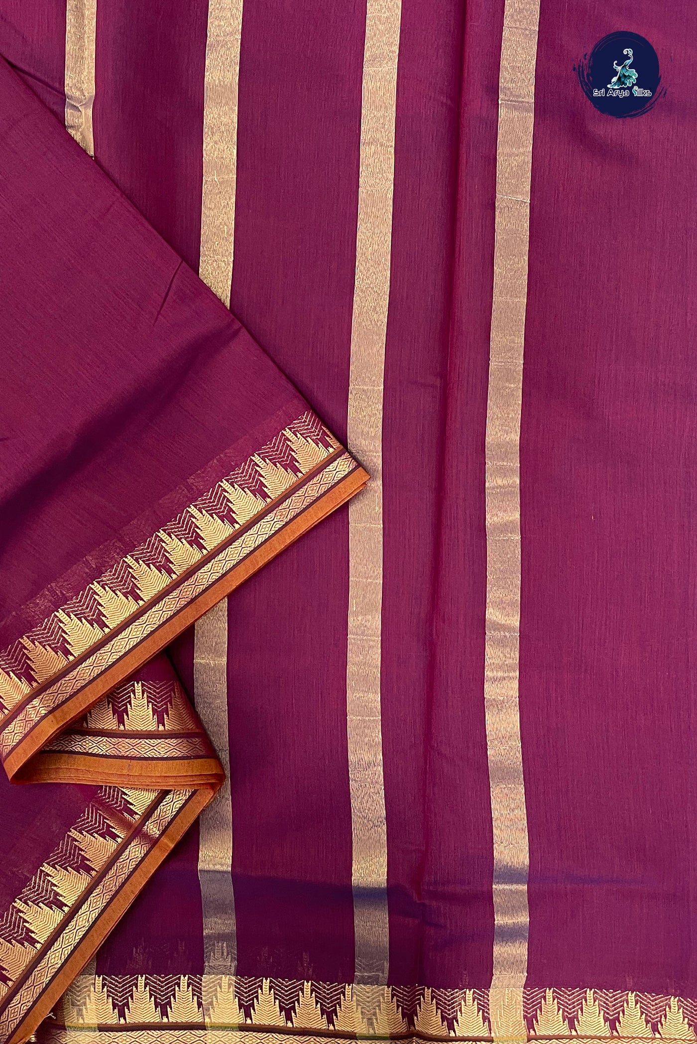Burgundy Madisar Semi Silk Cotton Saree With Plain Pattern