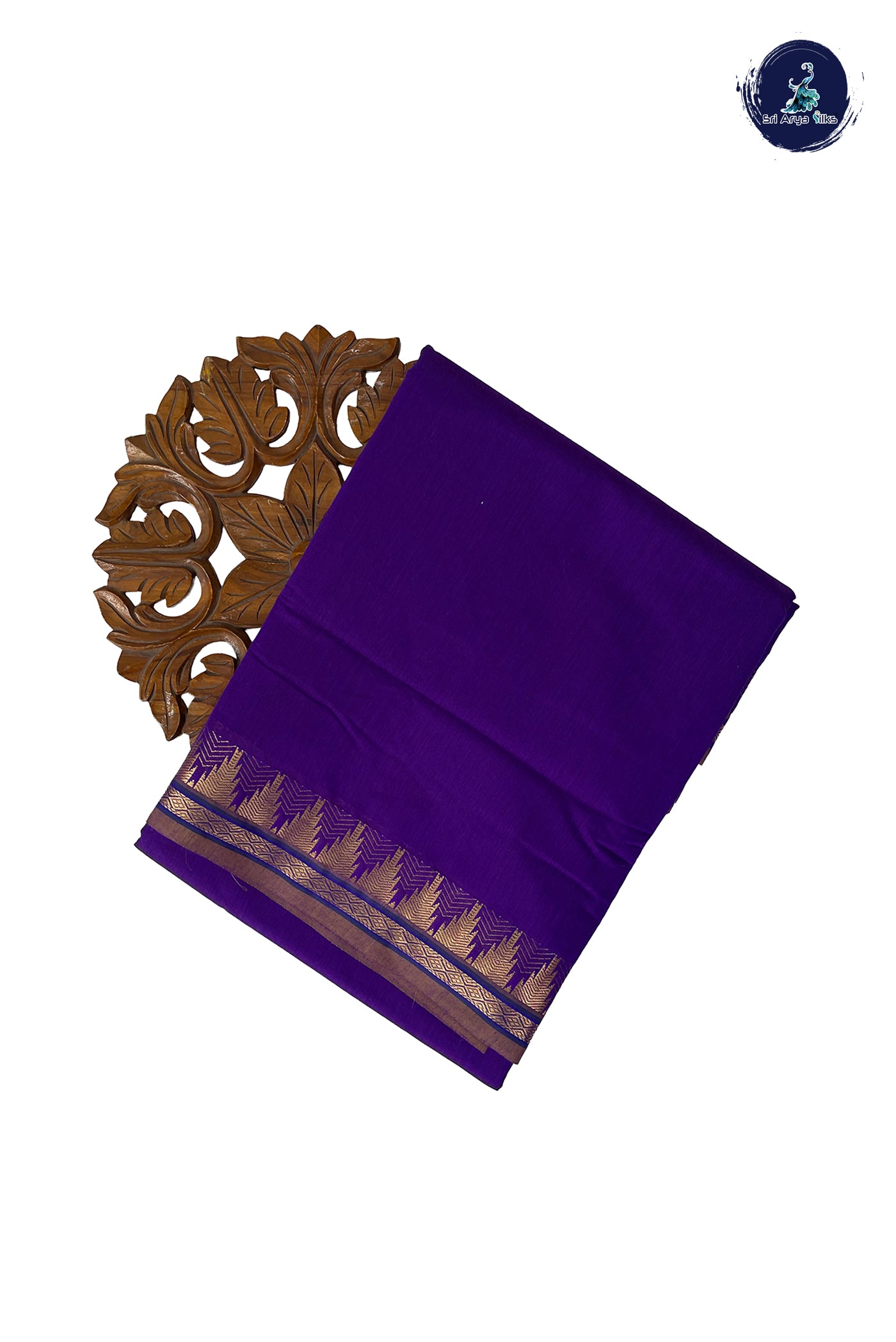 Violet Madisar Semi Silk Cotton Saree With Plain Pattern