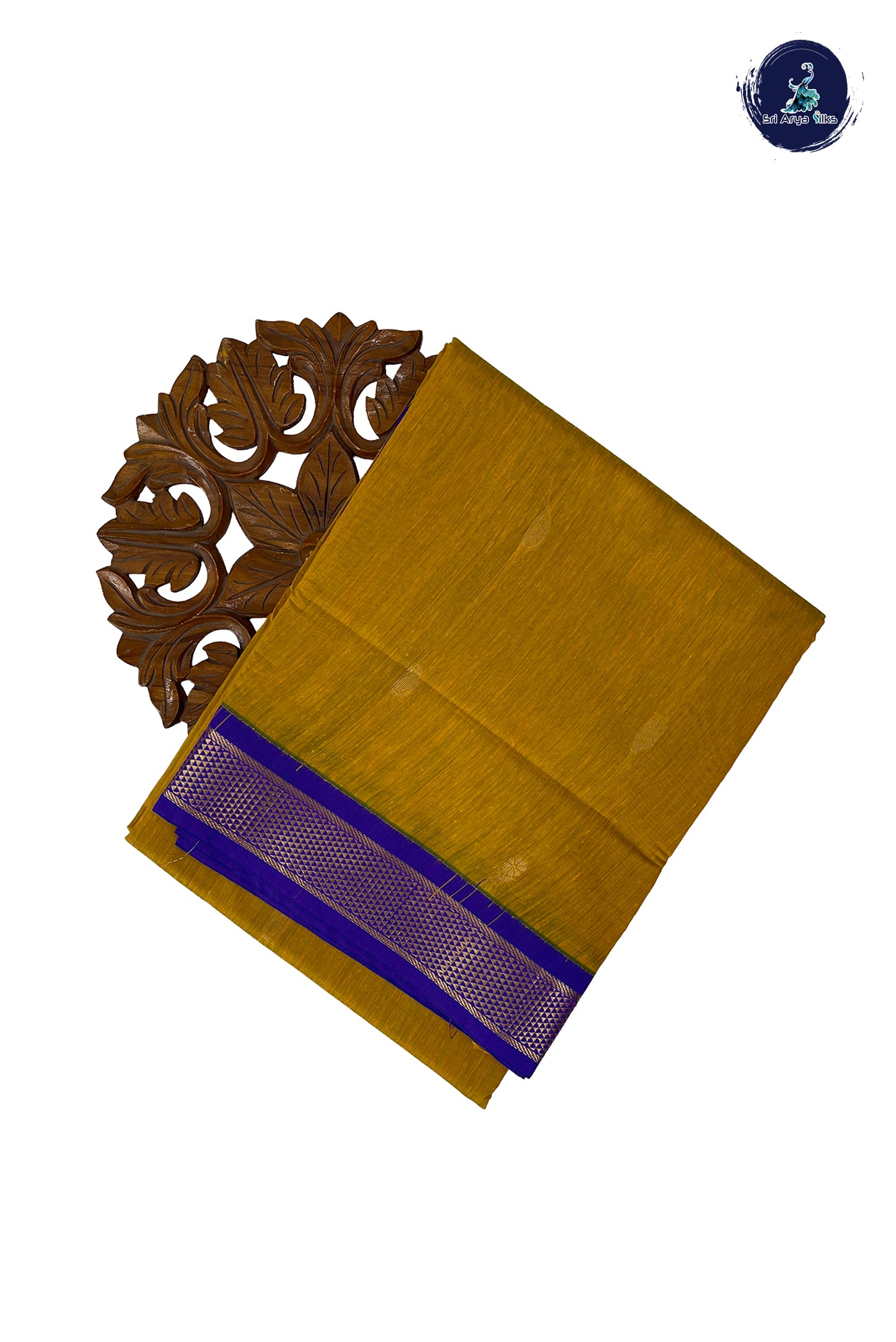 Mustard Yellow Madisar Semi Silk Cotton Saree With Zari Buttas Pattern