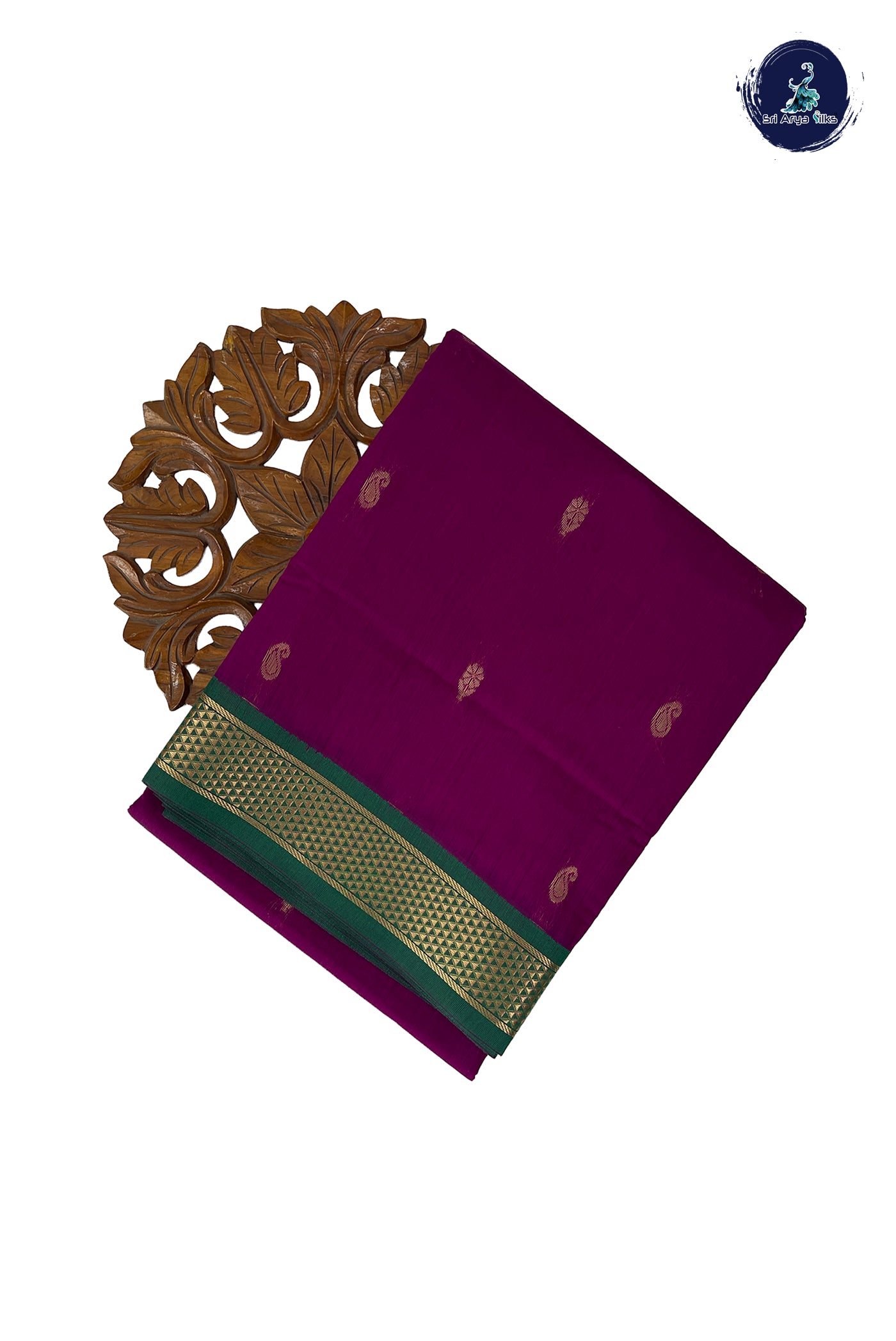 Purple Madisar Semi Silk Cotton Saree With Zari Buttas Pattern