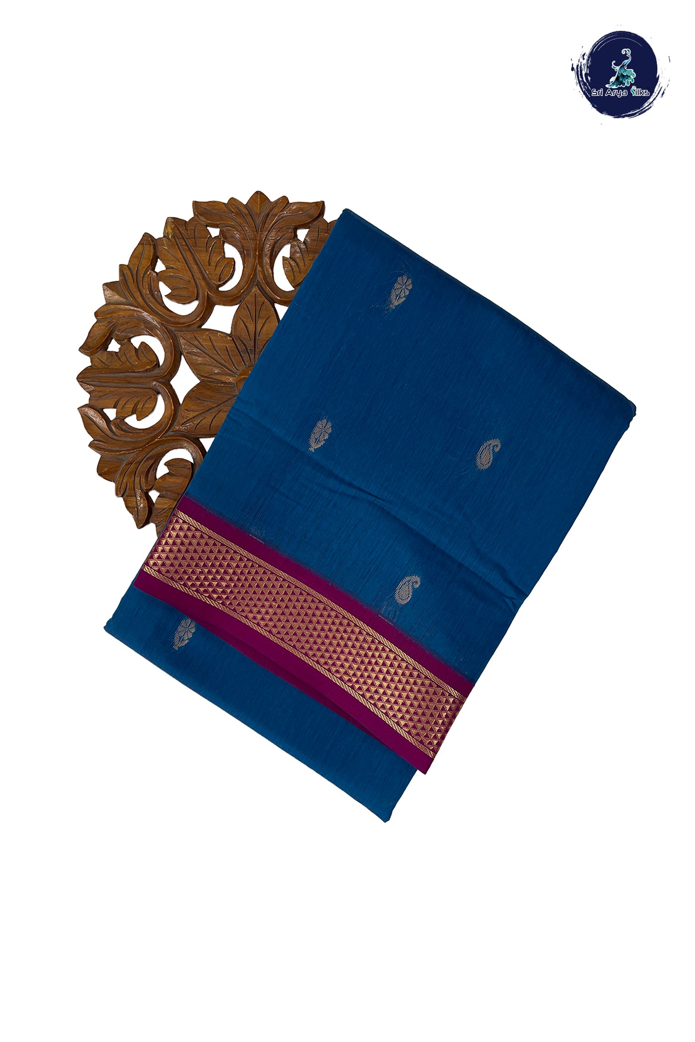 Blue Madisar Semi Silk Cotton Saree With Zari Buttas Pattern