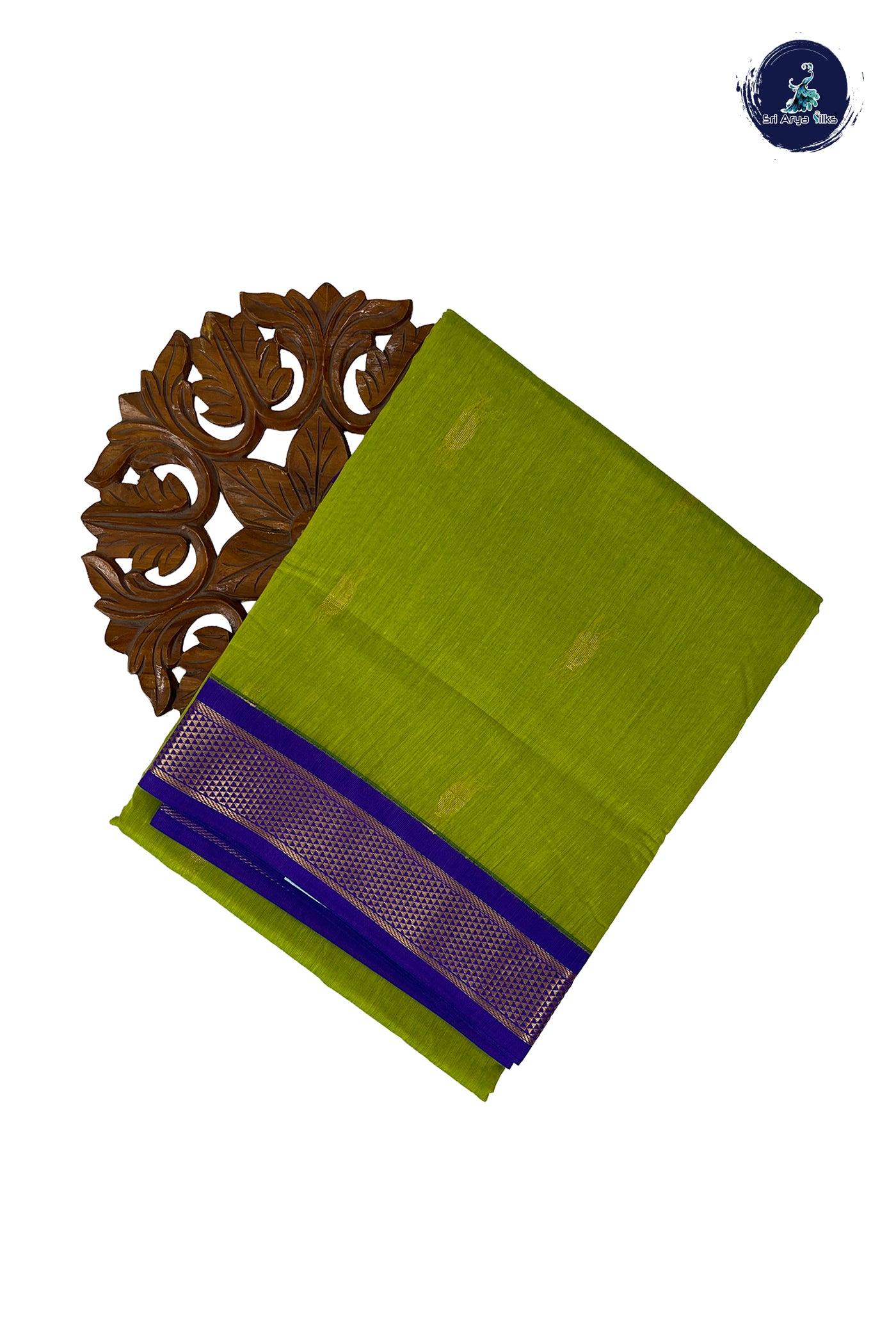 Light Green Madisar Semi Silk Cotton Saree With Zari Buttas Pattern