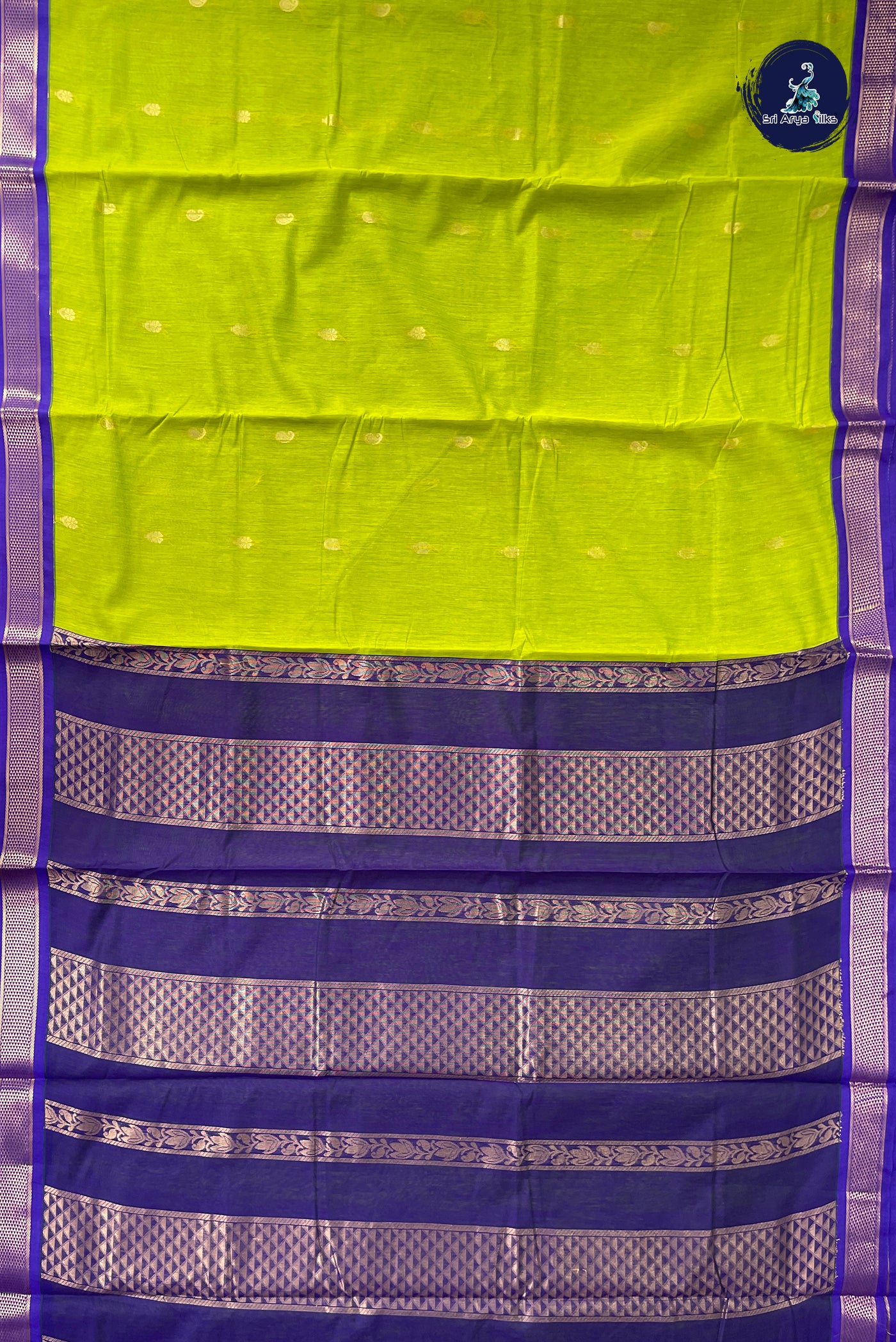 Light Green Madisar Semi Silk Cotton Saree With Zari Buttas Pattern
