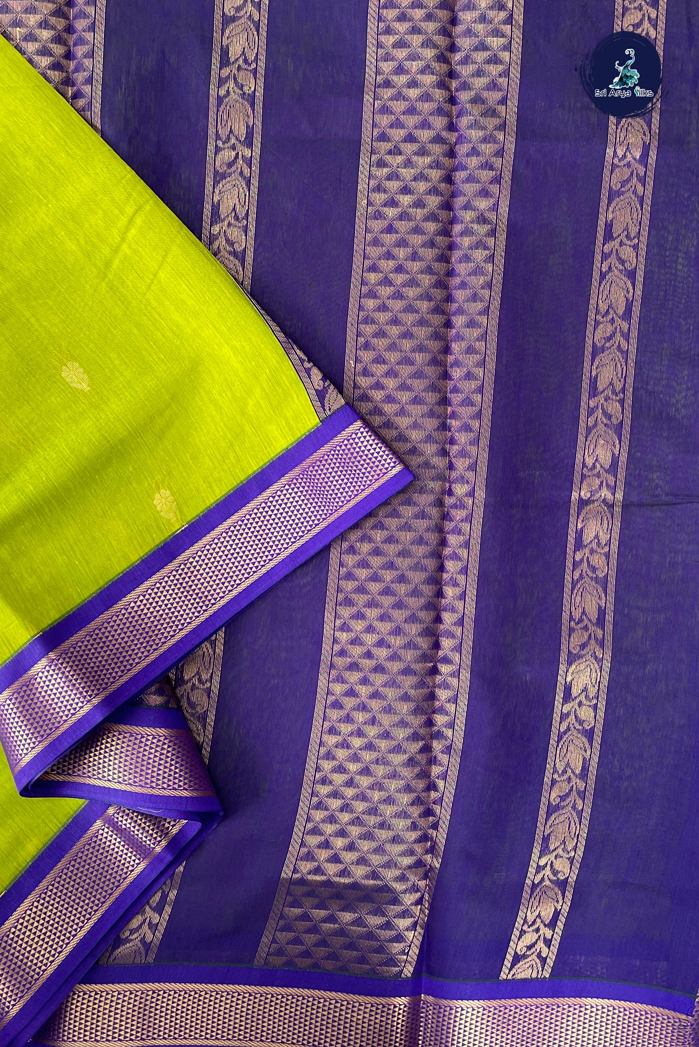 Light Green Madisar Semi Silk Cotton Saree With Zari Buttas Pattern