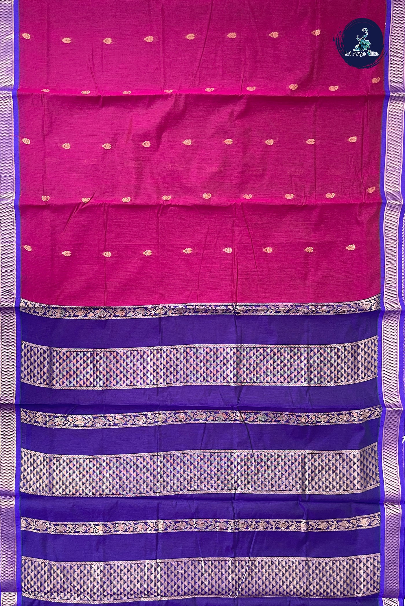 BeetRoot Shade Madisar Semi Silk Cotton Saree With Zari Buttas Pattern