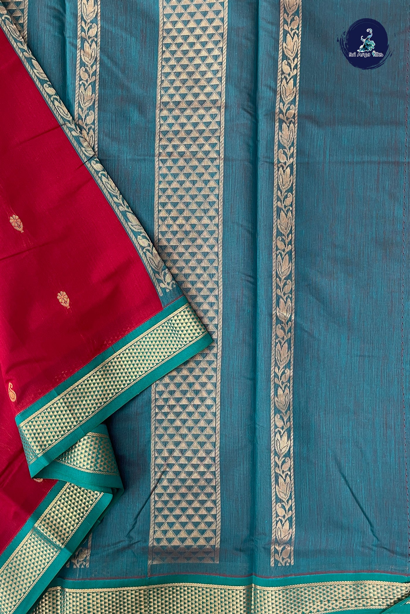 Maroon Madisar Semi Silk Cotton Saree With Zari Buttas Pattern