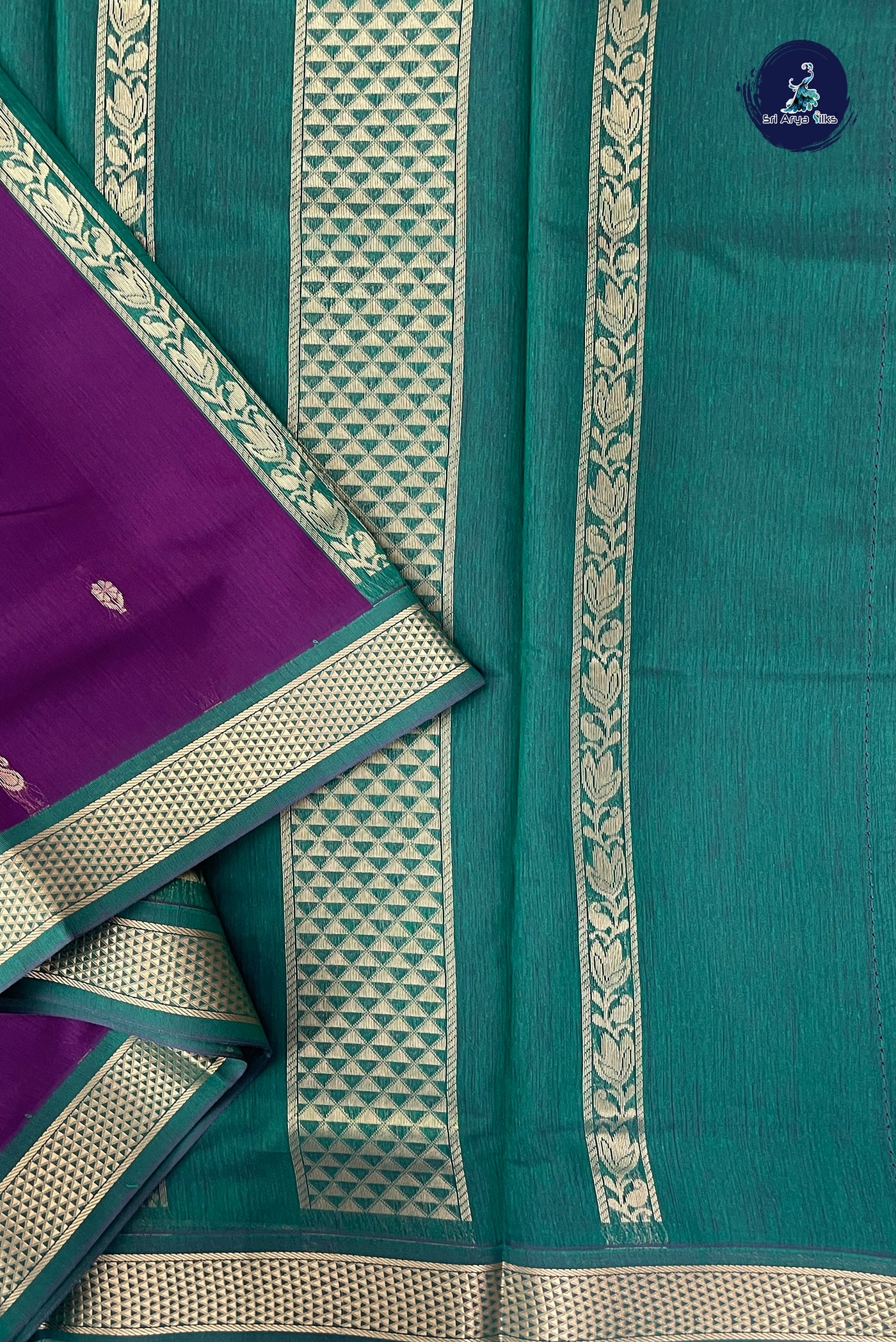 Jamun Madisar Semi Silk Cotton Saree With Zari Buttas Pattern
