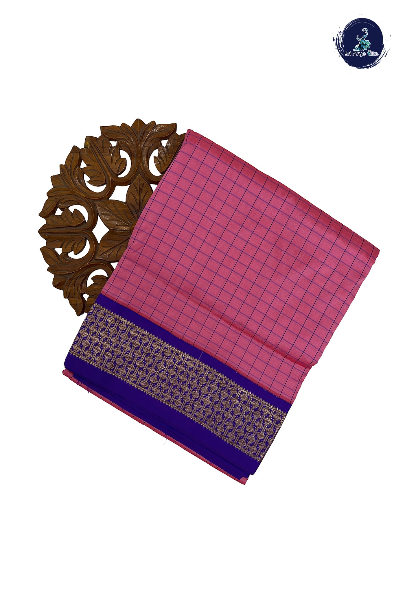 Pink Madisar Semi Silk Saree With Checked Pattern