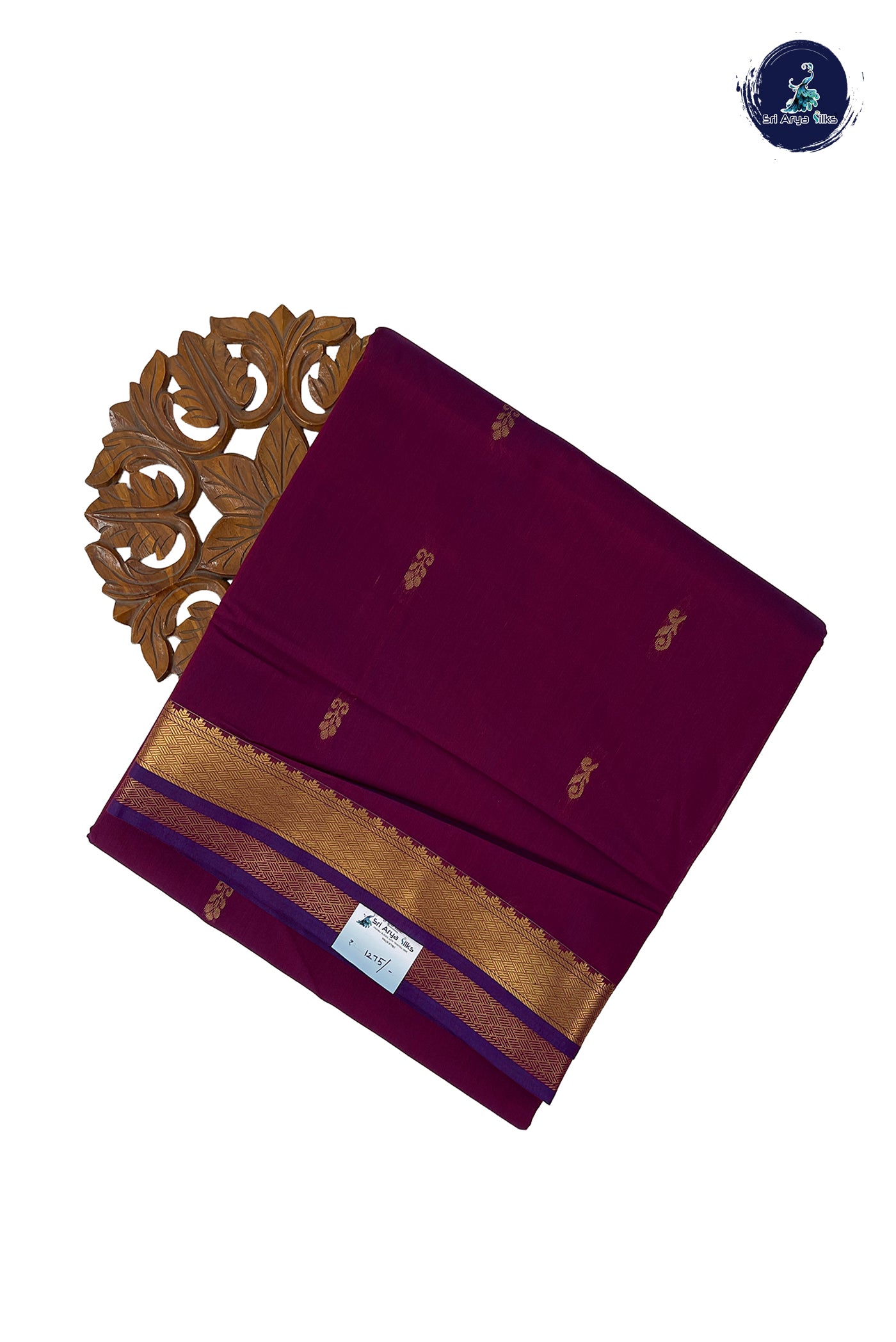 Arakku Madisar Semi Silk Cotton Saree With Zari Buttas Pattern