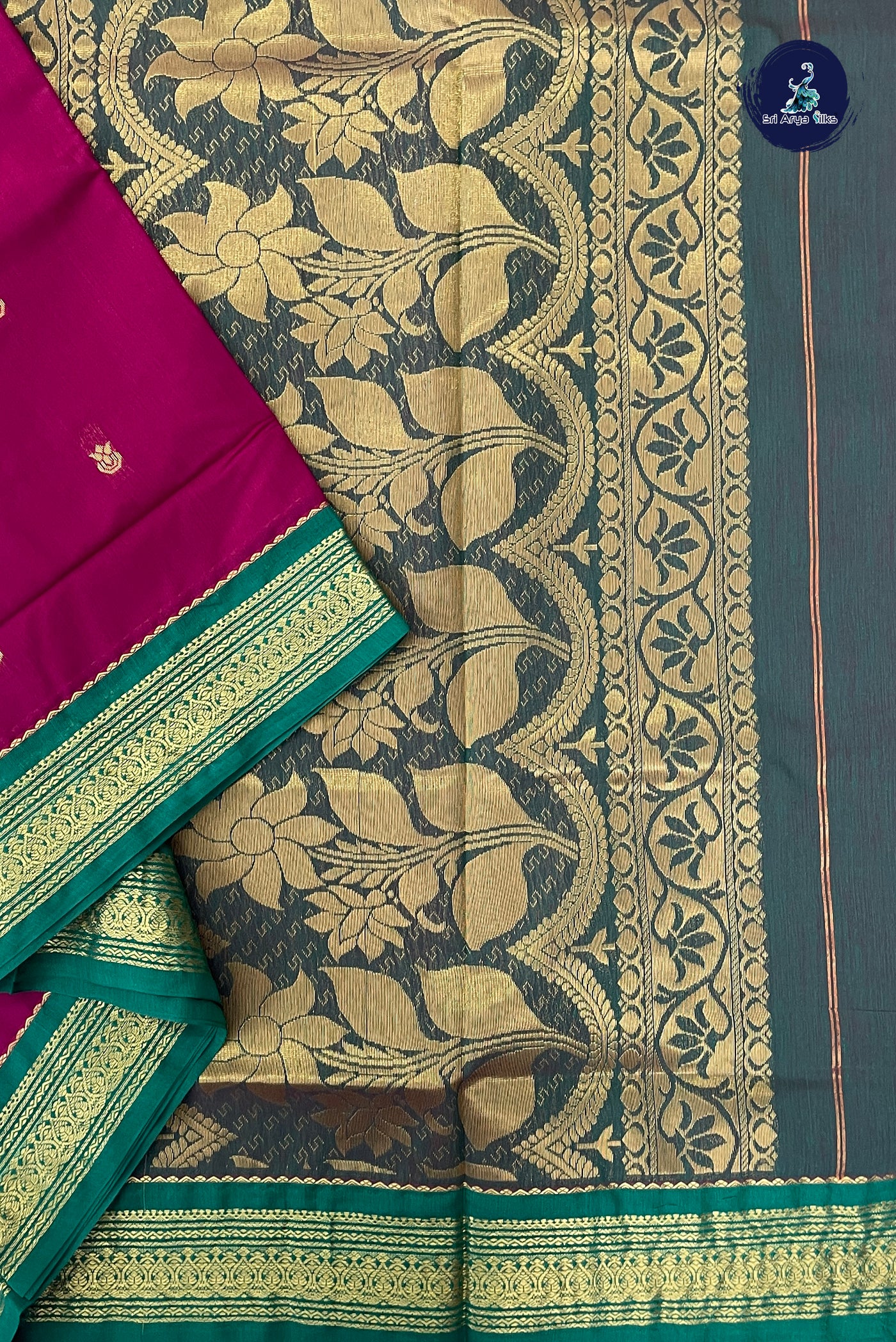 Maroon Madisar Semi Silk Cotton Saree With Zari Buttas Pattern