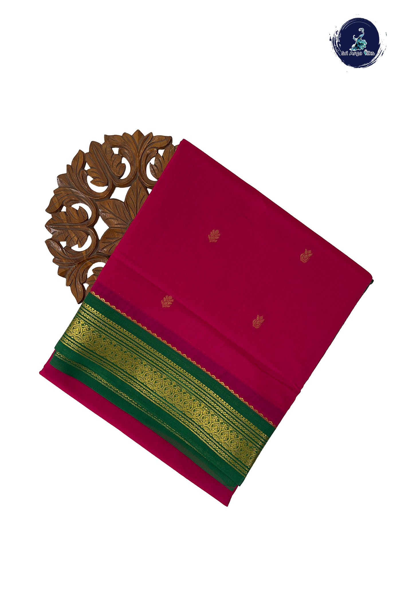 Dark Pink Madisar Semi Silk Cotton Saree With Zari Buttas Pattern